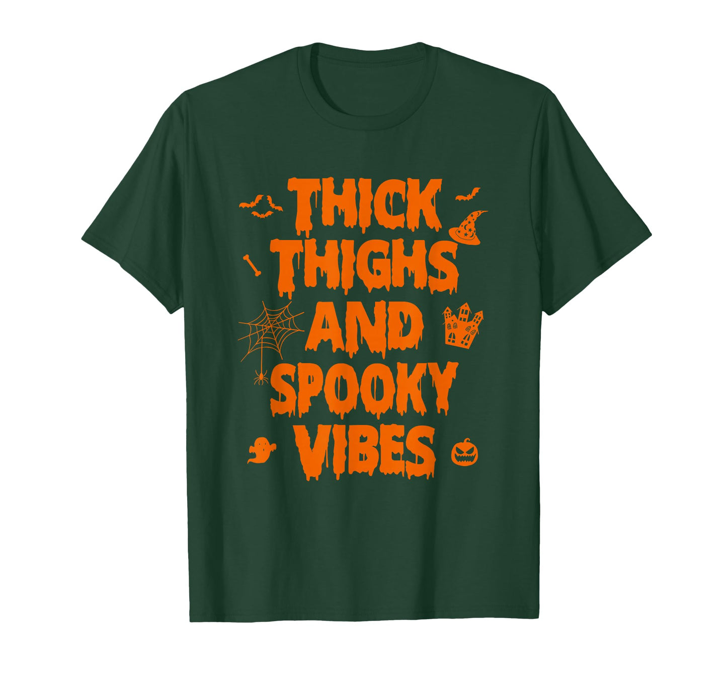 Thick Thighs Spooky Vibes Funny Witch Halloween Outfit T-Shirt