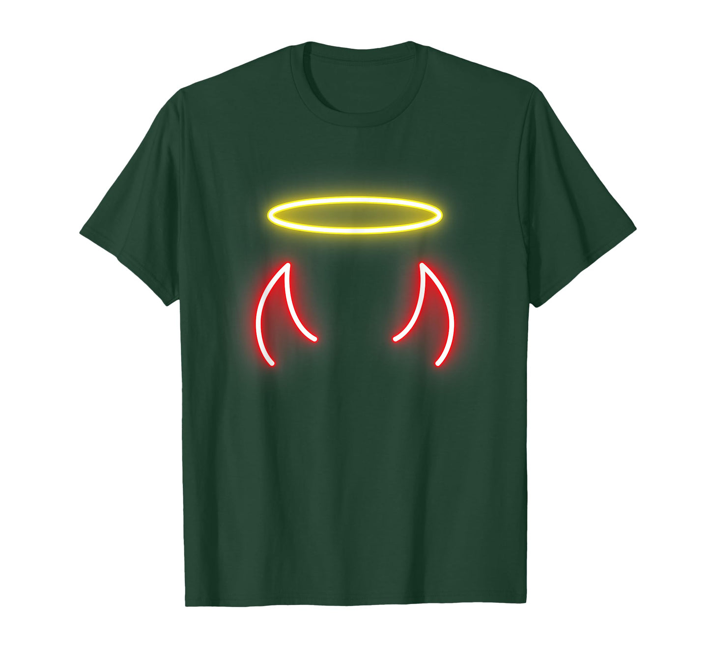 Cool Devil Horns Colorful with Angel Halo Ring Angel Ring T-Shirt