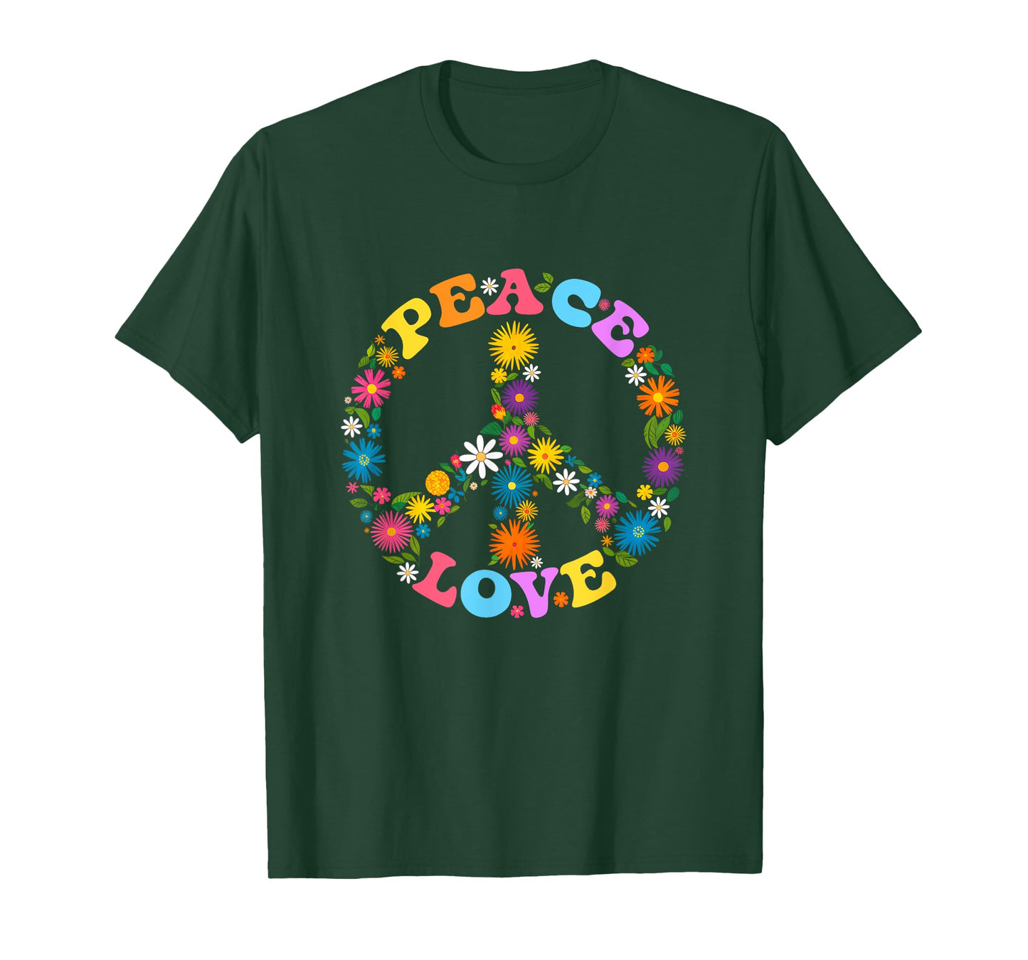 Peace Sign Love Flower 60S 70S Tie Dye Hippie Costume T-Shirt