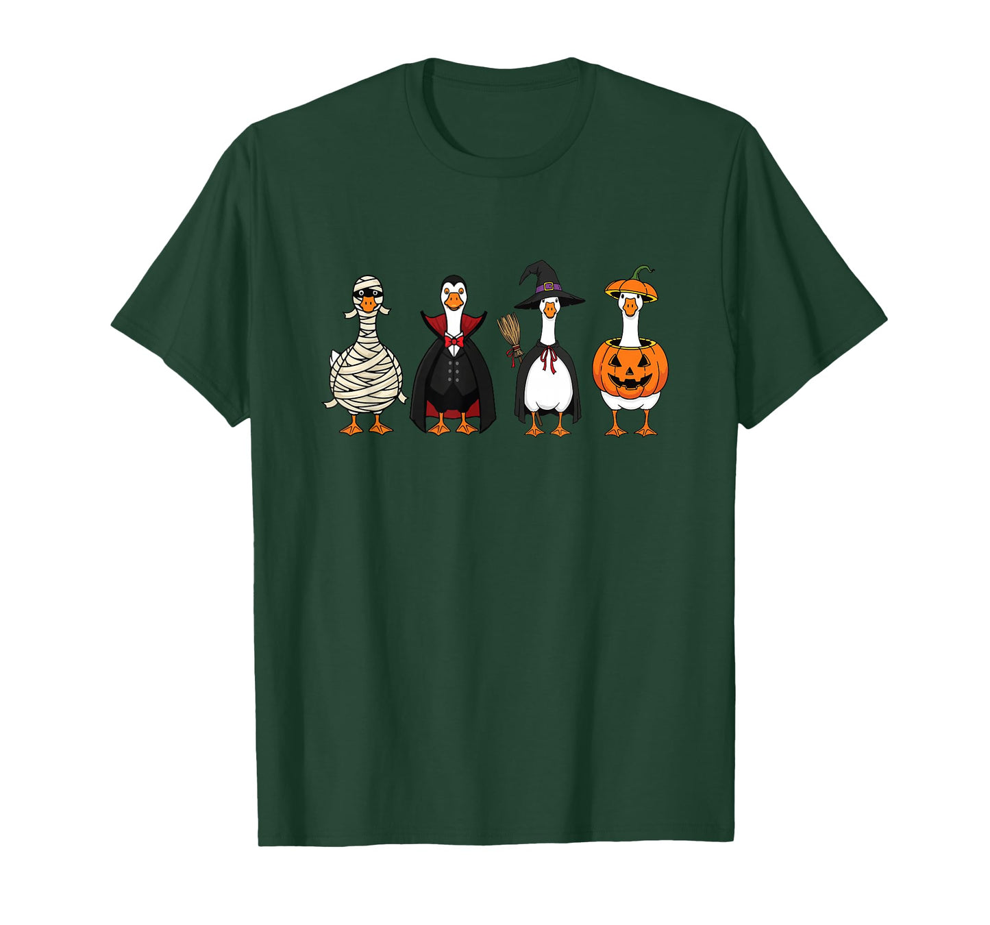 Funny Vampire Goose Halloween Pumpkin Witch Hat Goose T-Shirt