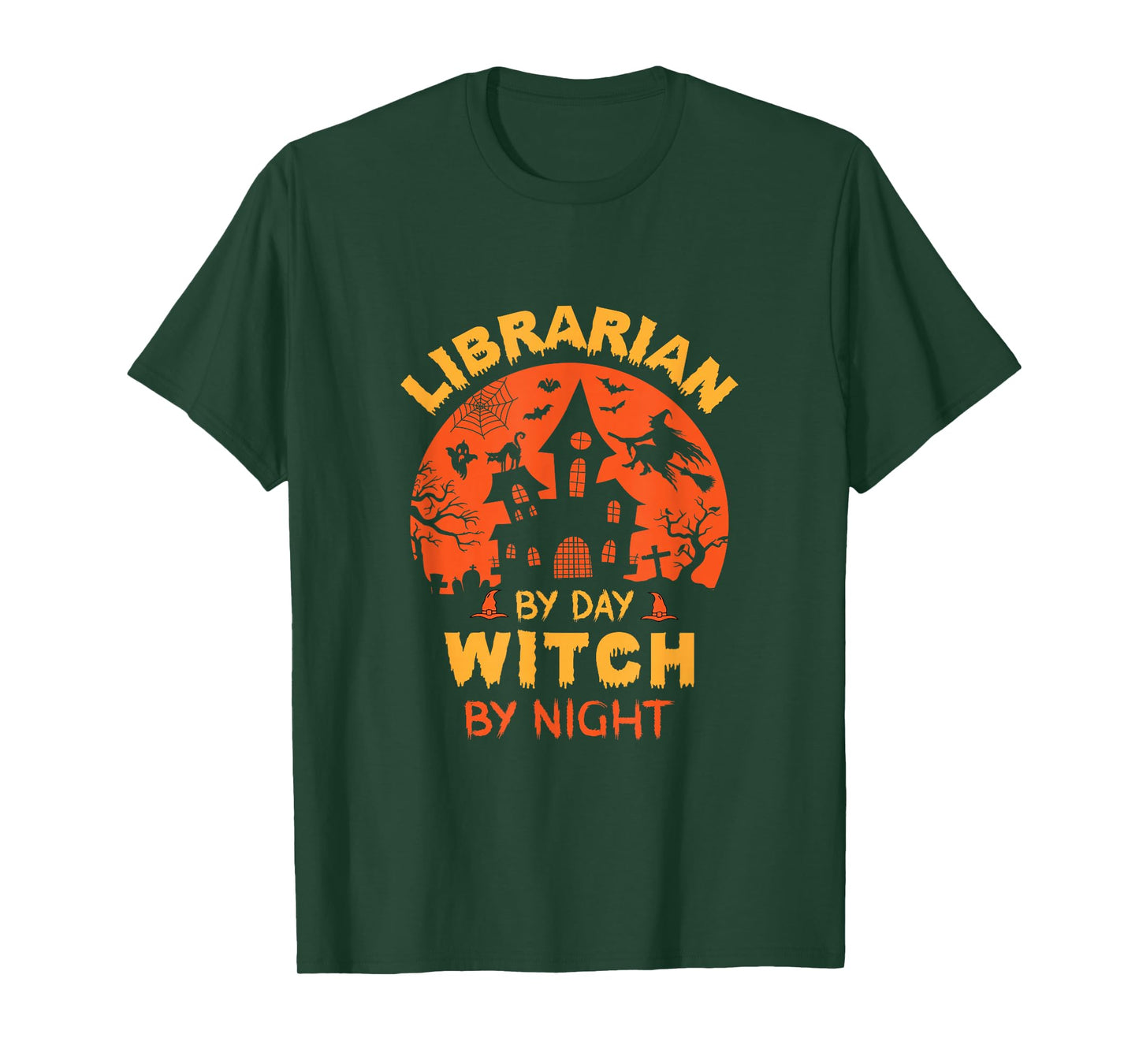 Librarian by Day Witch by Night Funny Halloween T-Shirt