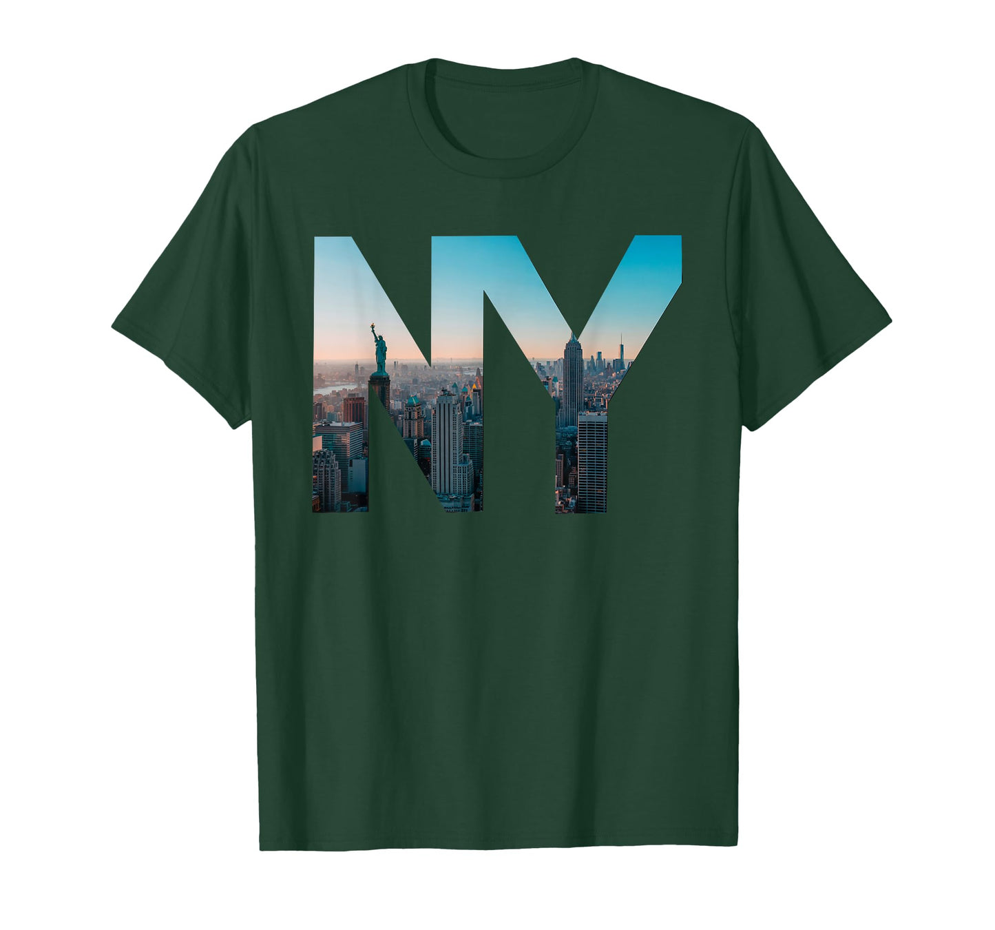 New York City Skyline Bold Letters with Sunset City View T-Shirt