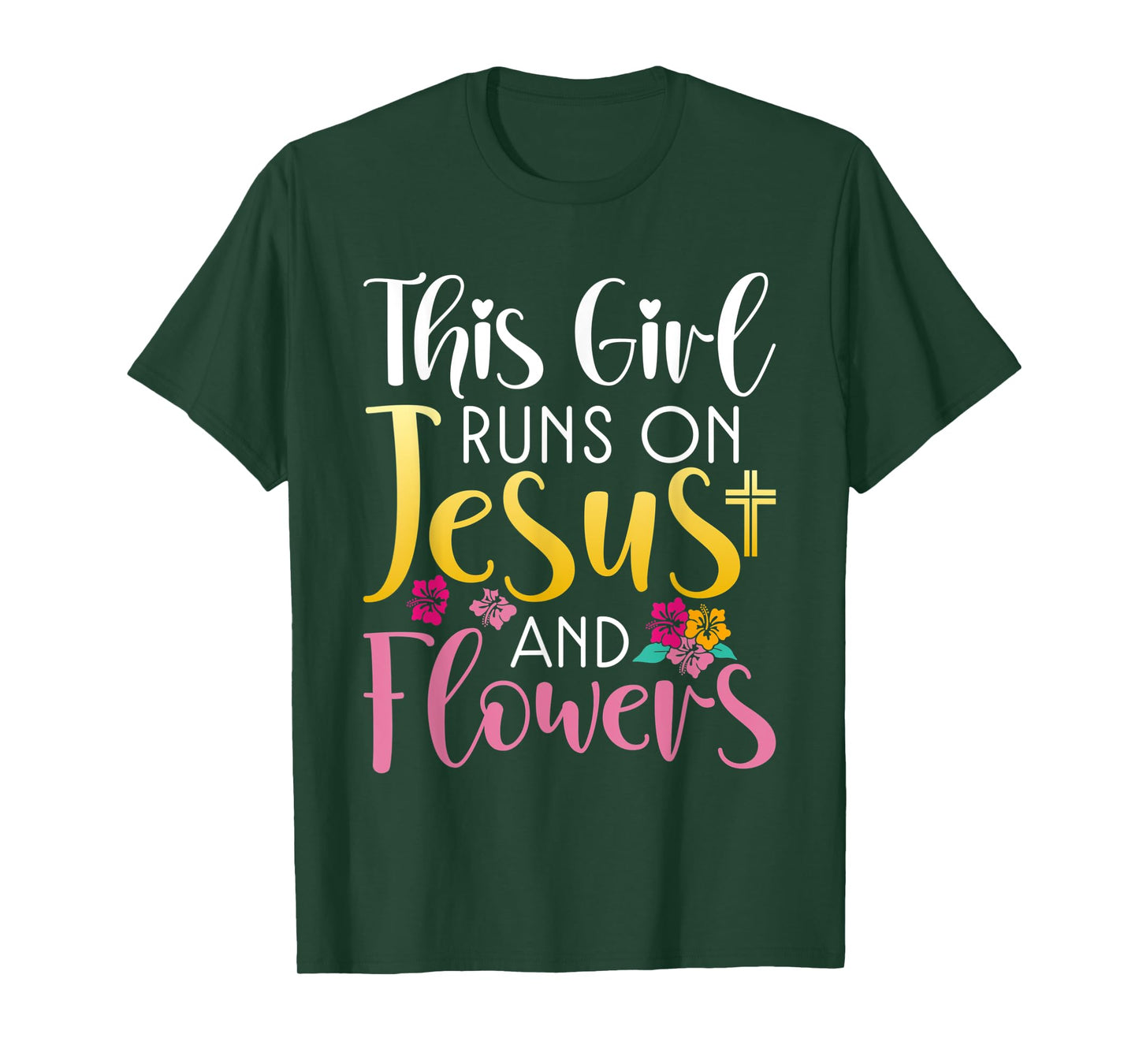This Girl runs on Jesus and Flowers Floral Botanist Flower T-Shirt