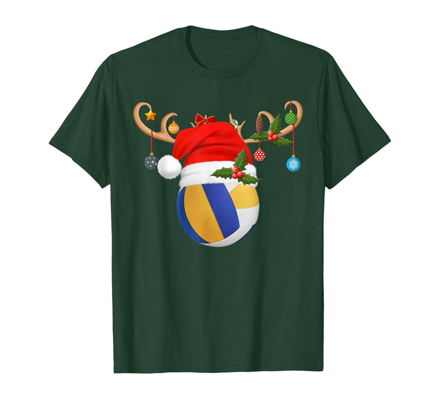 Volleyball Christmas Reindeer Santa Hat Sports Player Xmas T-Shirt