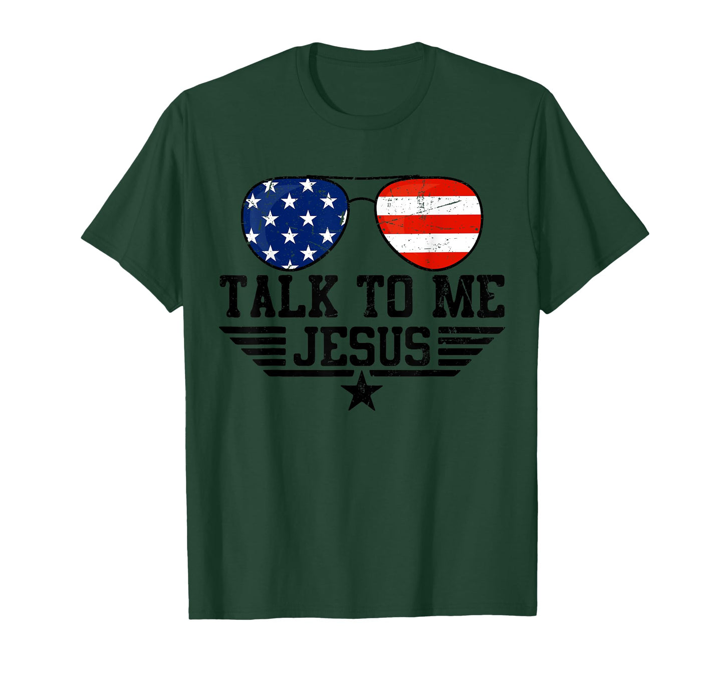 Talk To me Jesus Glasses Usa Flag T-Shirt
