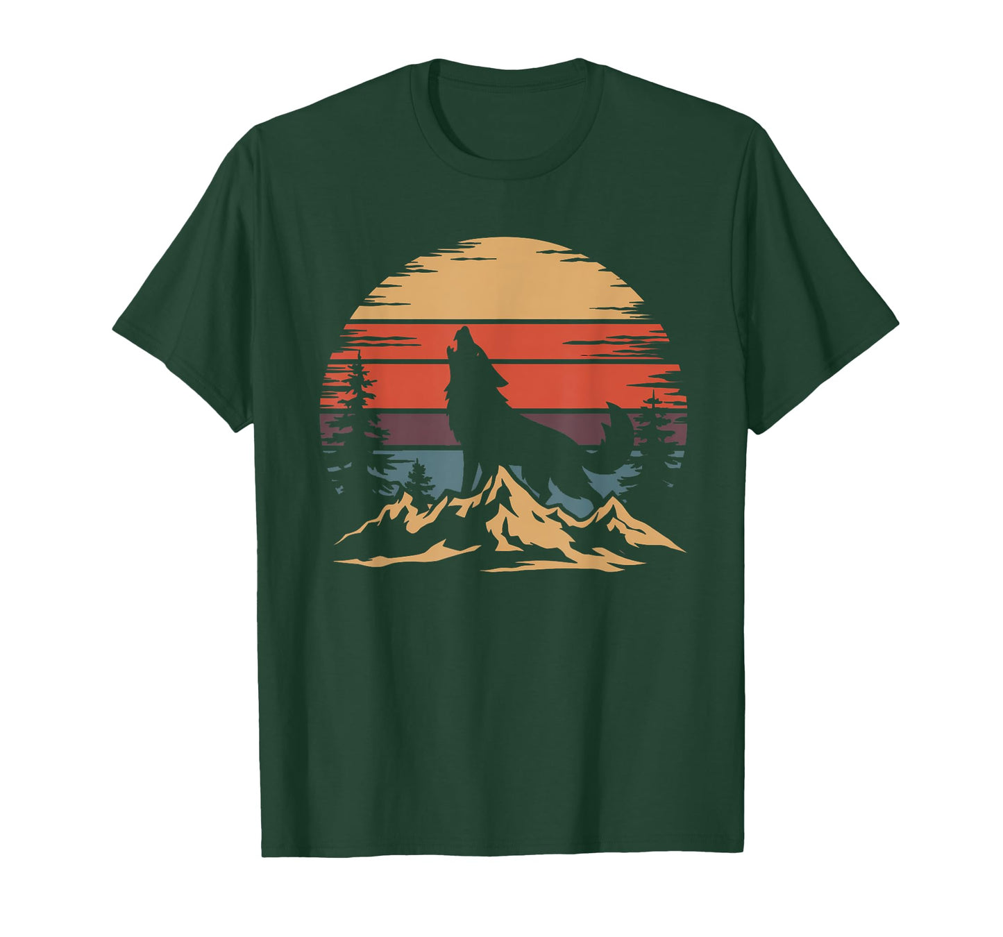 Wolf Mountain T-Shirt - Retro Wildlife Howling Wolf Nature T-Shirt