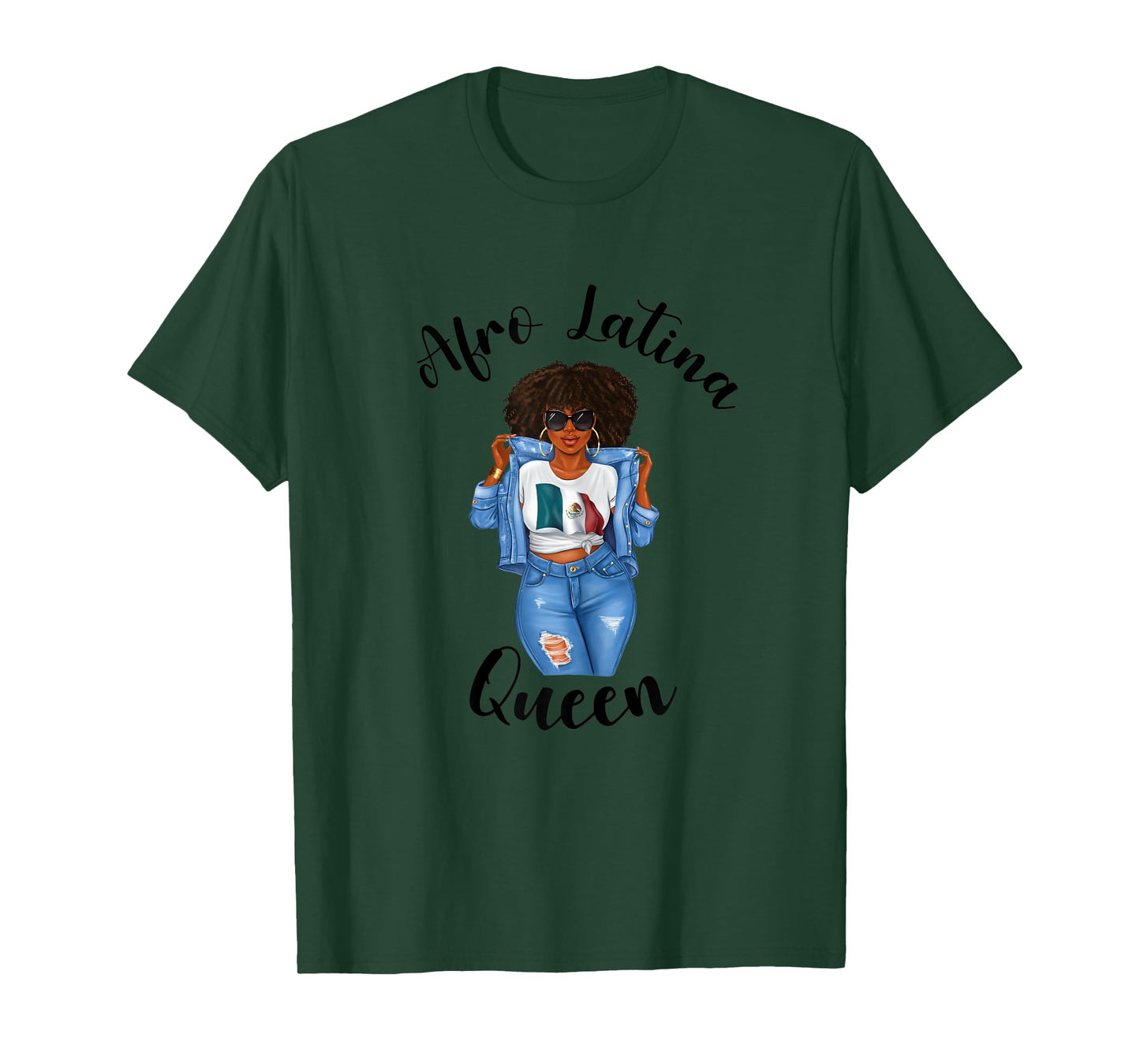 Womens Afro Latina Queen Mexico Black Woman Proud Pride Mexican T-Shirt