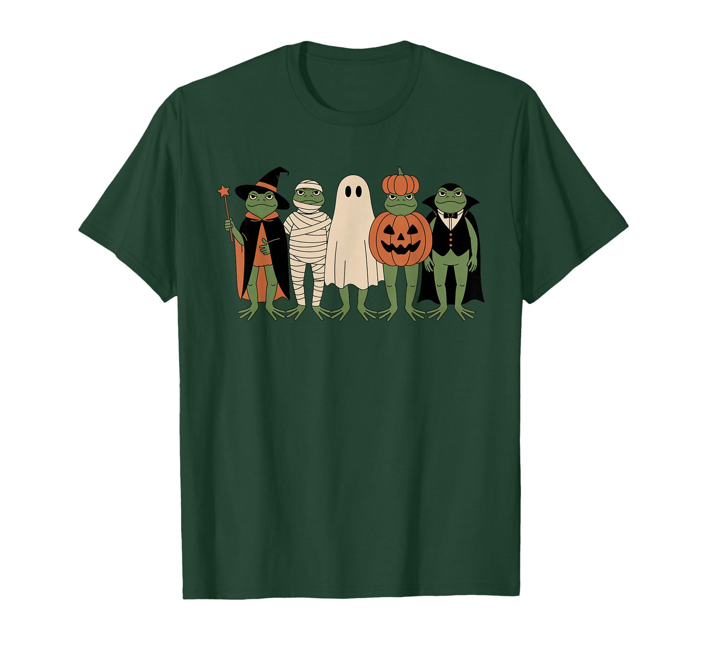 Frog Halloween Mummy Ghost Witch Pumpkin Spooky Costume Kids T-Shirt
