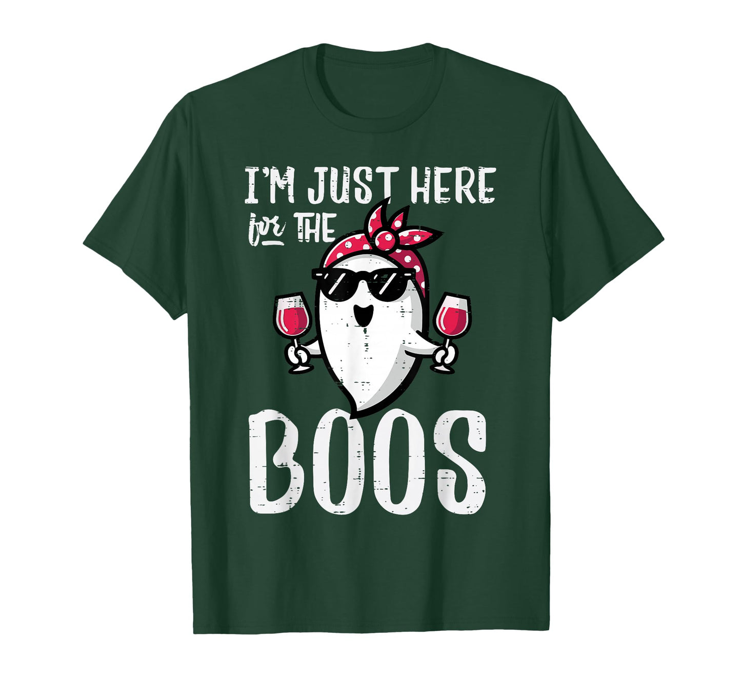 Halloween Ghost Bandana Here for Boos Funny Costume Women T-Shirt