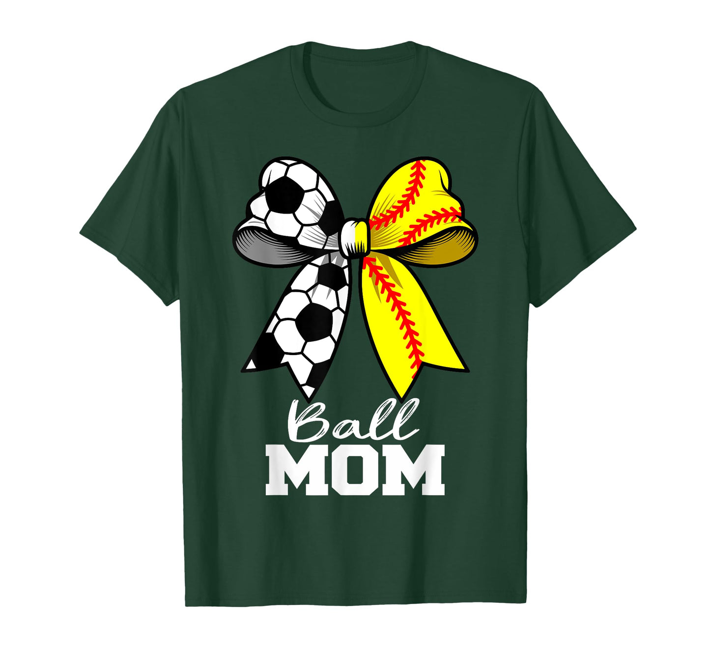 Ball Mom Soccer Softball Mom Coquette Bow Funny Game Day T-Shirt