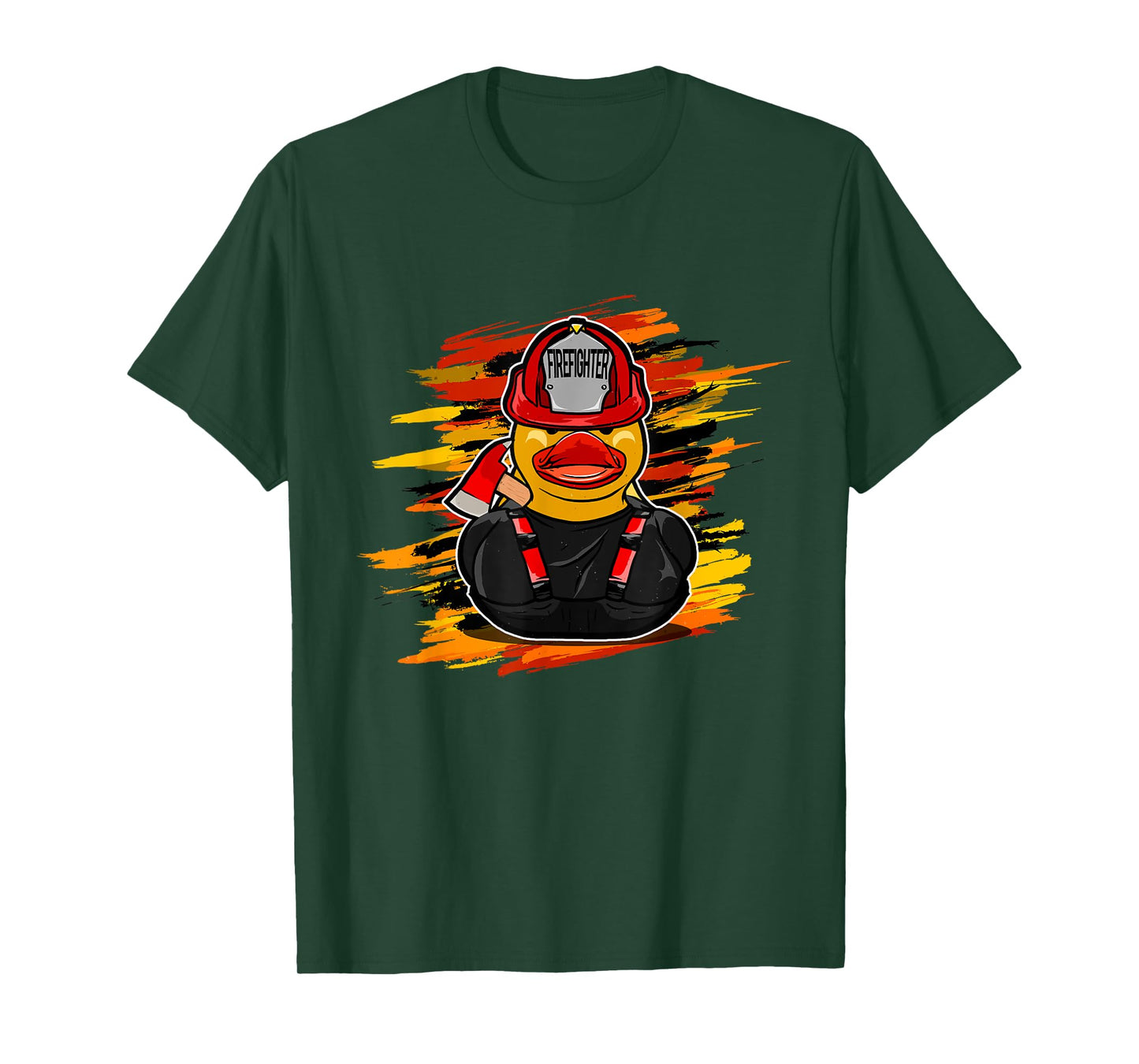 Fire Brigade Duck Unisex-Kids Black Firefighter Duck T-Shirt