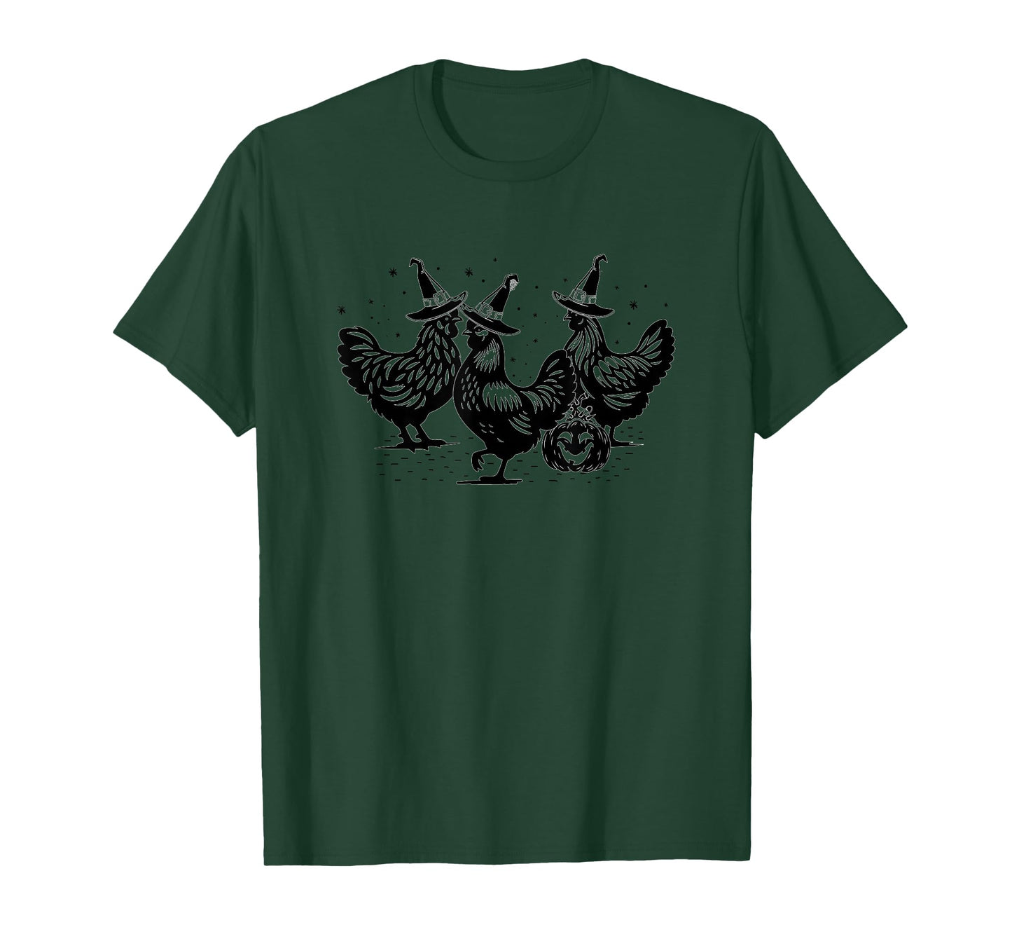 Witchy Chicken Trio Halloween Pumpkin Farm Funny Fall T-Shirt