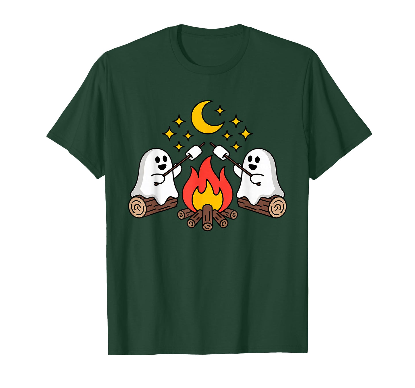 Cute Ghosts Camping Campfire Halloween Spooky Season Costume T-Shirt