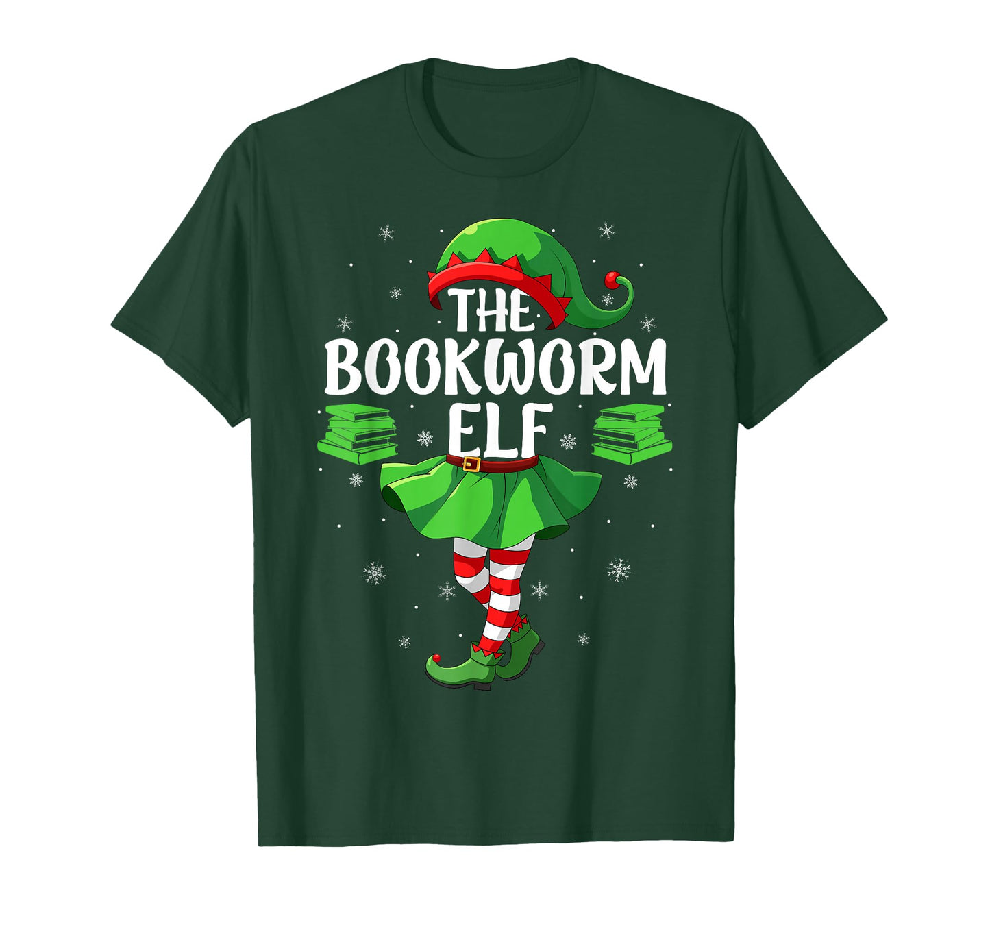 Bookworm Elf Christmas Girls Women Elf Squad Xmas Family T-Shirt
