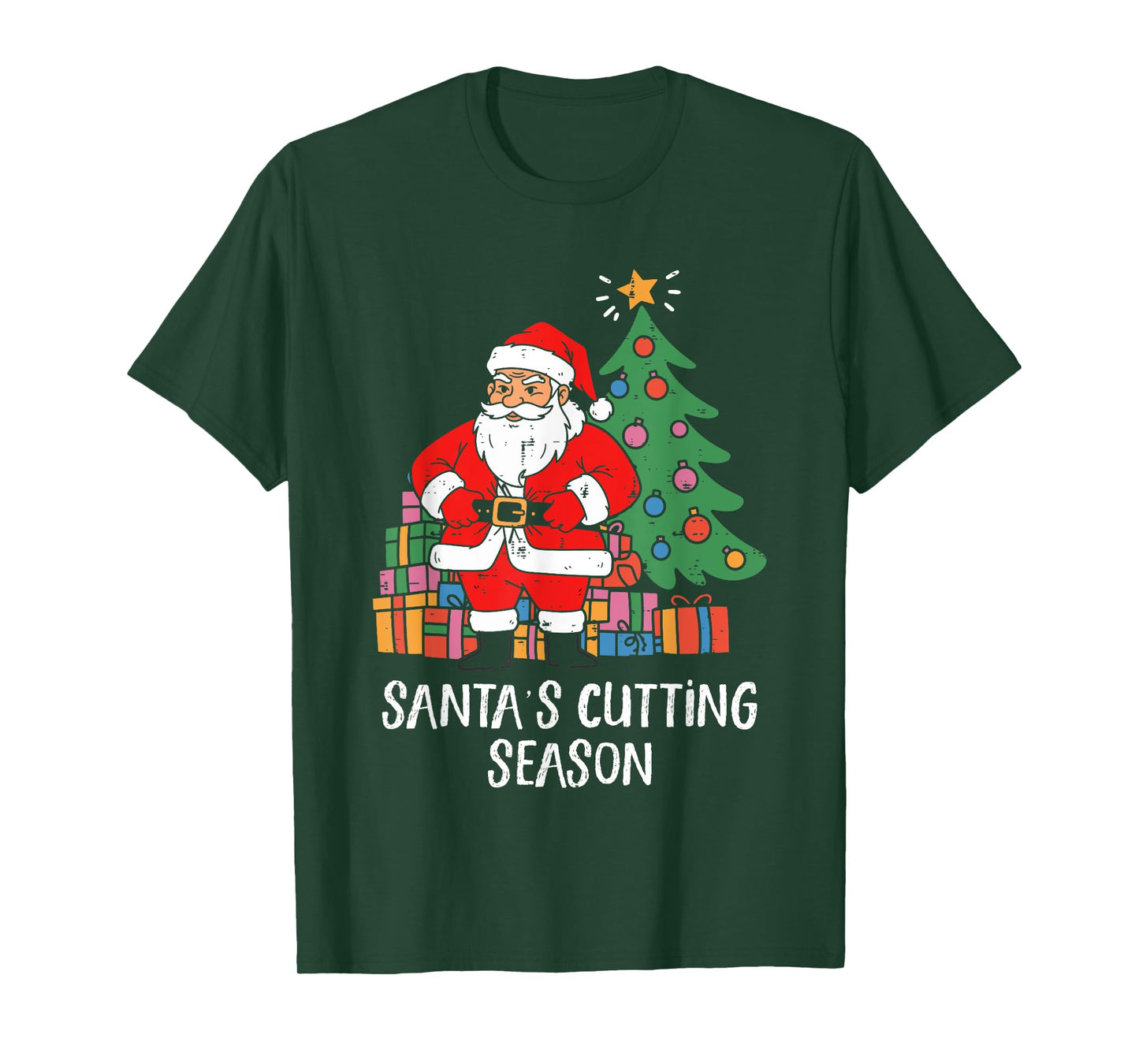 Santas Cutting Season Funny Gym Christmas Bodybuilder T-Shirt