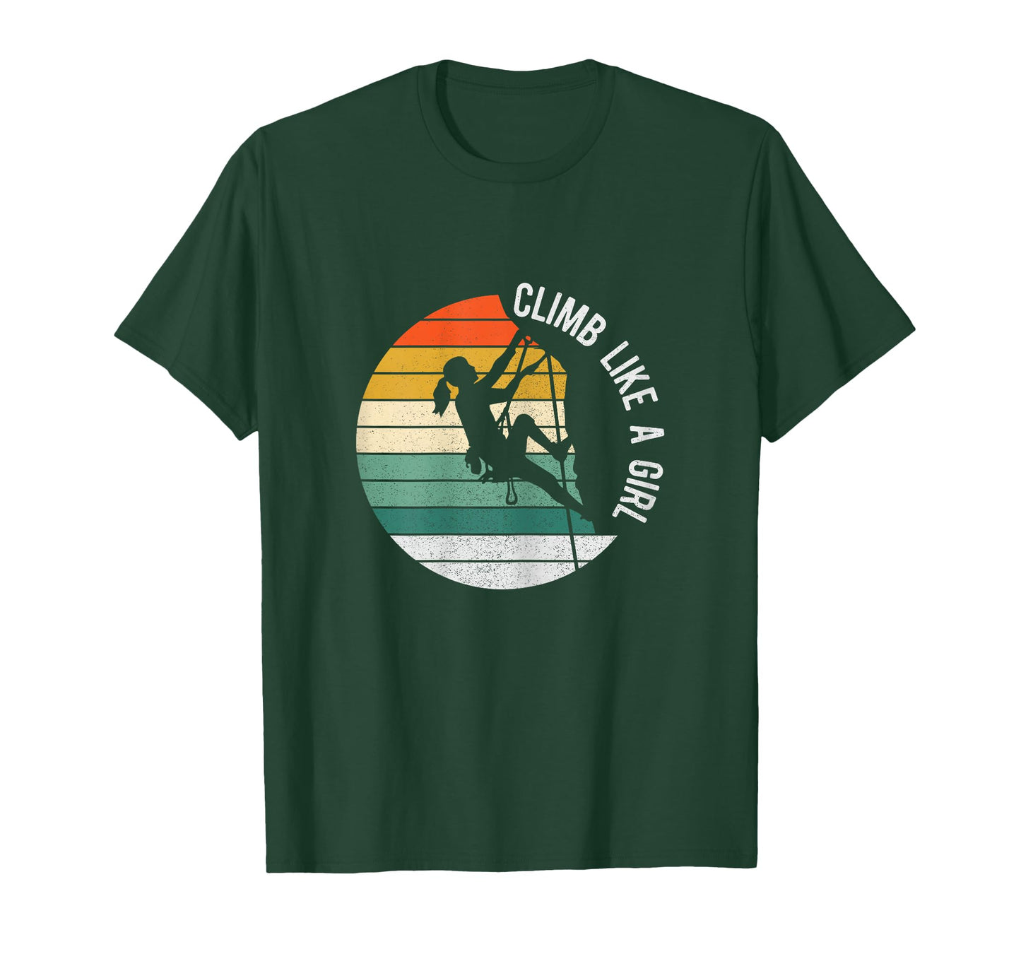 Climb Like A Girl Rock Climbing Gear Kids Women Sunset T-Shirt