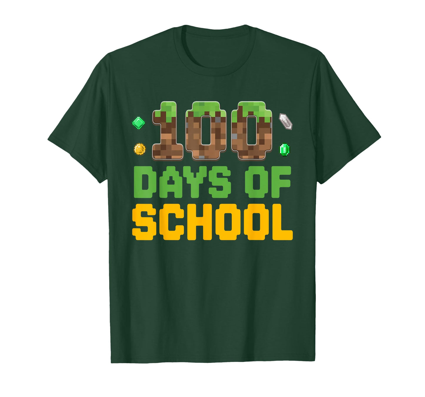 Boys Kids Gamer 100 Days Of School Video Game Pixel T-Shirt
