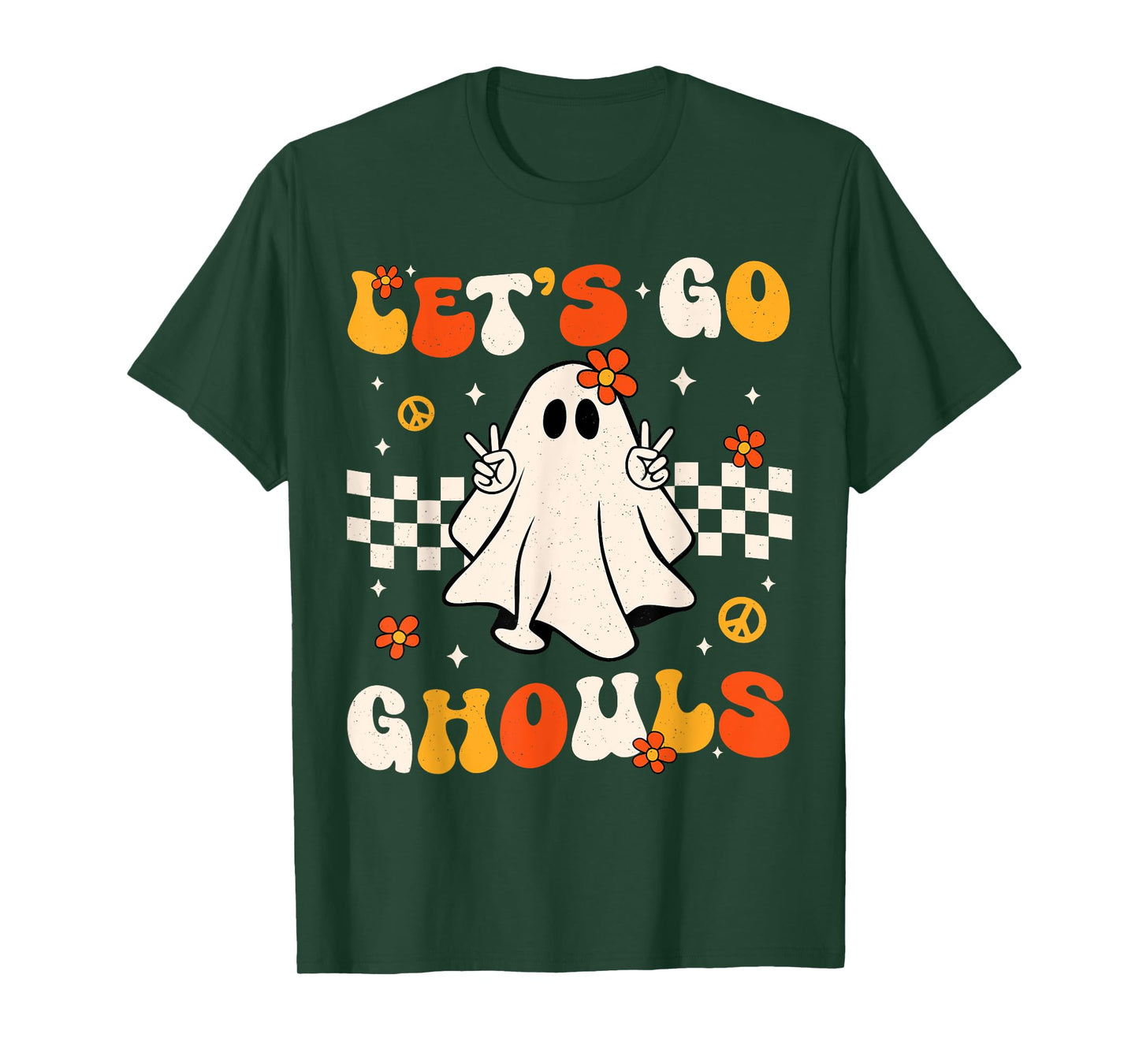 Groovy Lets Go Ghouls Ghost Halloween Costume Women Girl Kid T-Shirt