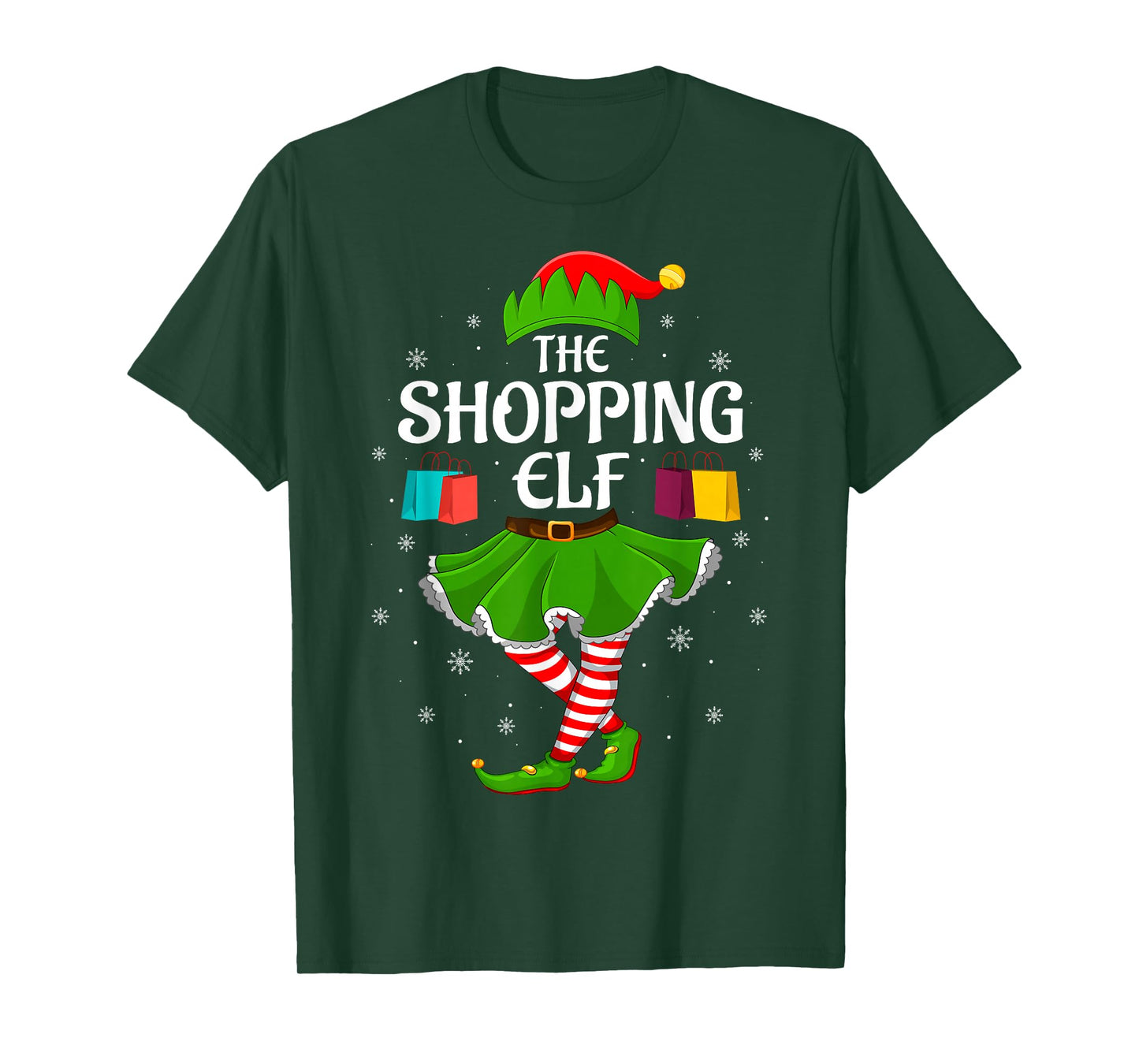Shopping Elf Christmas Family Girls Women Elf Squad Xmas T-Shirt