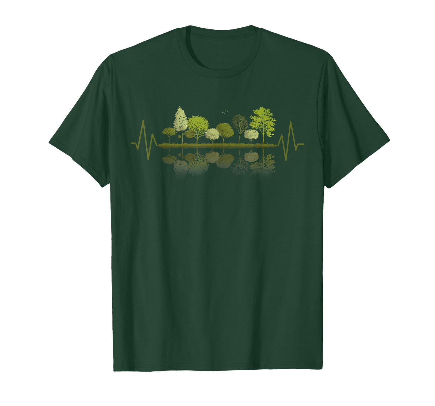 Retro Forest Heartbeat Vintage Trees Wildlife Nature Lover T-Shirt