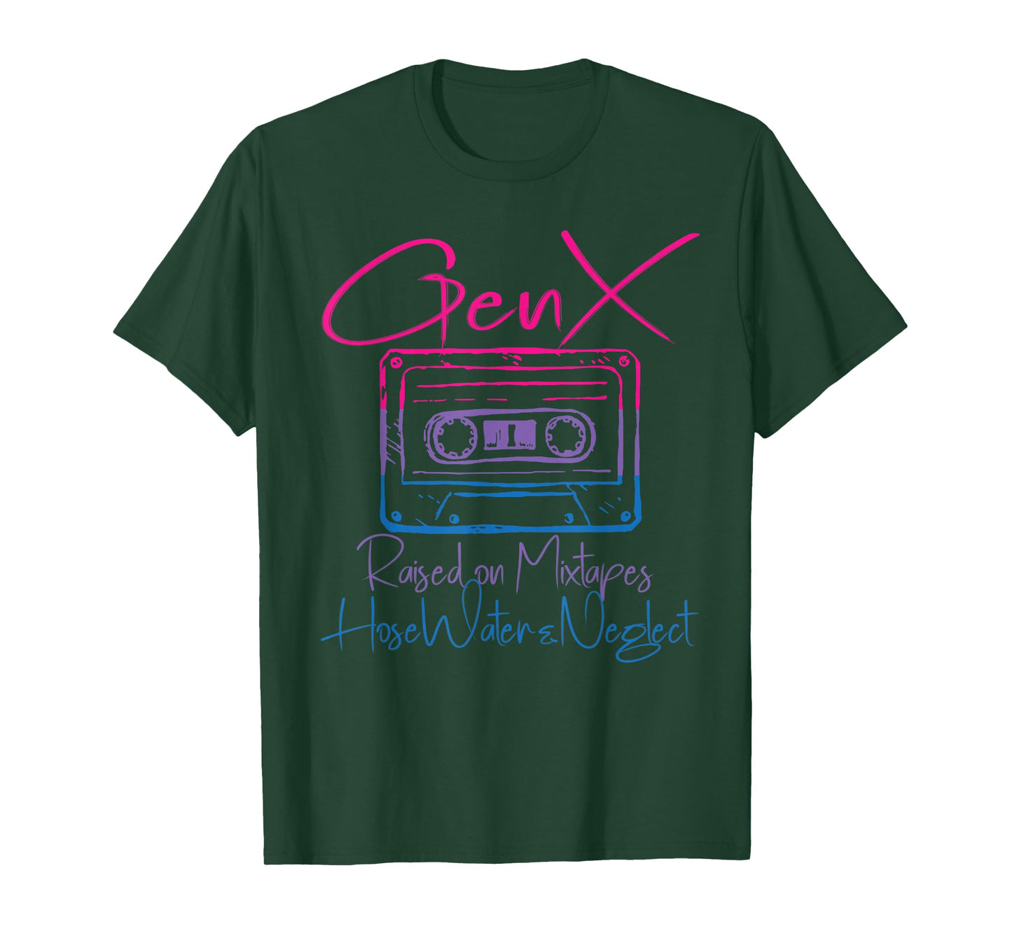 Funny Gen X Raised on Mixtapes Hose Water and Neglect Retro T-Shirt
