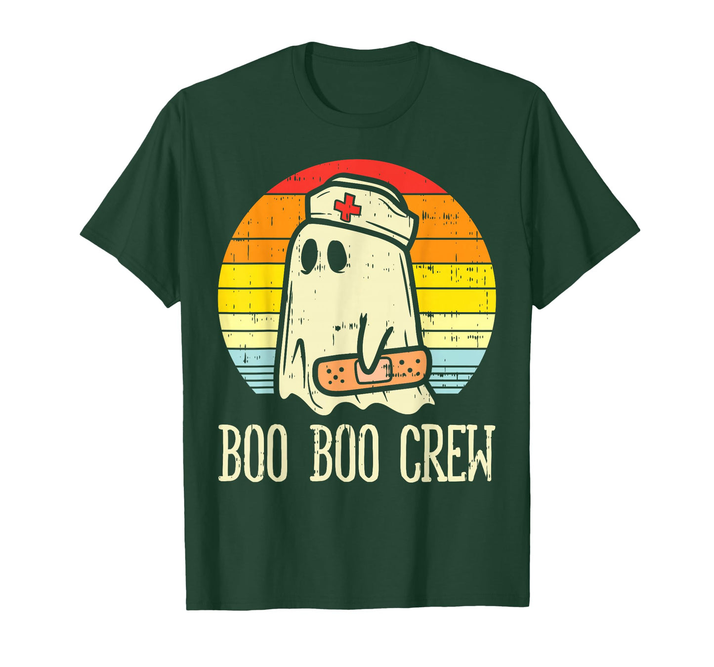 Halloween Nurse Ghost Boo Boo Costume Scrub Top Women Crew T-Shirt