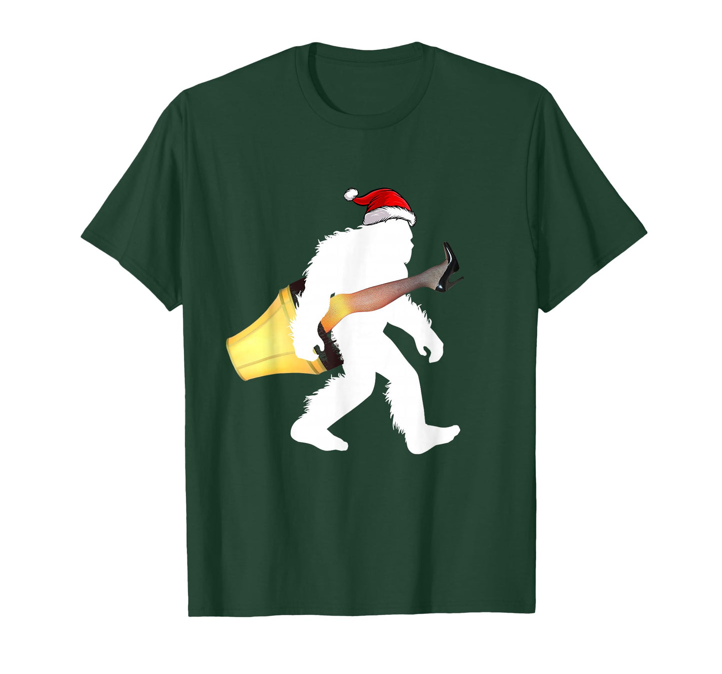 Funny Santa Bigfoot Italian Lamp Christmas Sasquatch Gifts T-Shirt