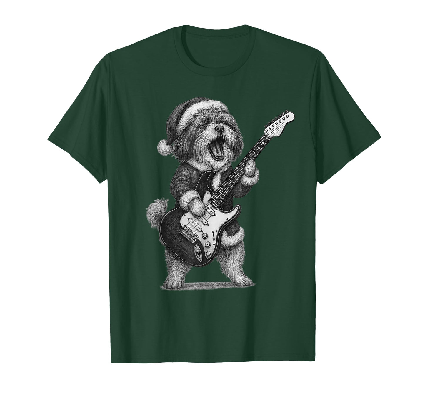 Havanese Dog Playing Guitar Christmas Dog Lover T-Shirt