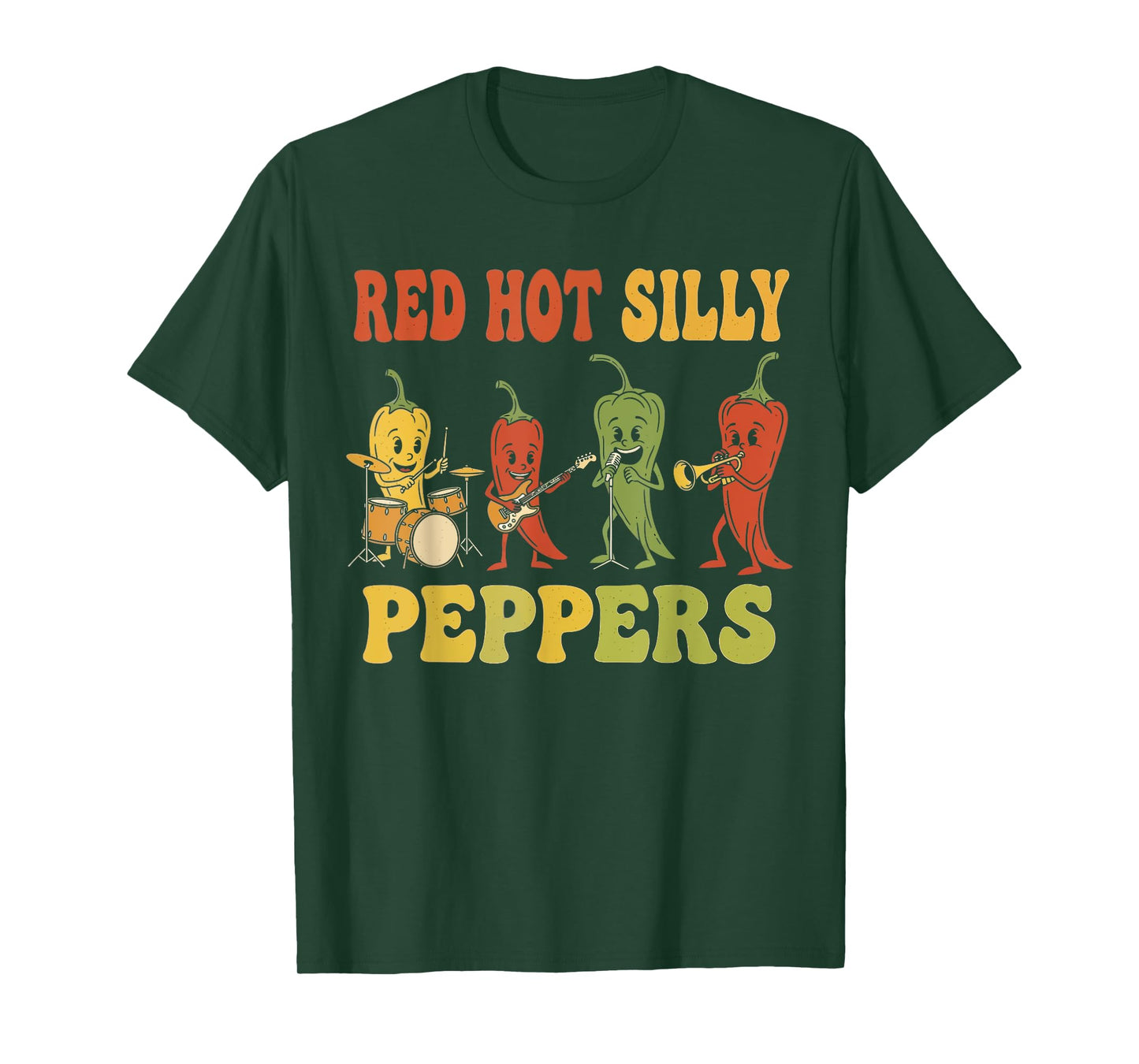 Funny Spicy Red Hot Silly Peppers Band Retro Pepper Music T-Shirt