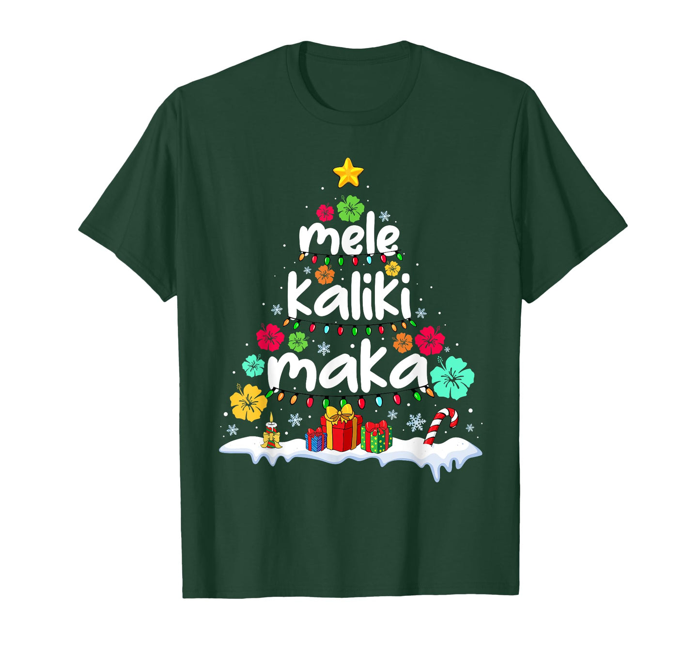 Mele Kalikimaka Tropical Christmas Hawaiian Santa Xmas Tree T-Shirt