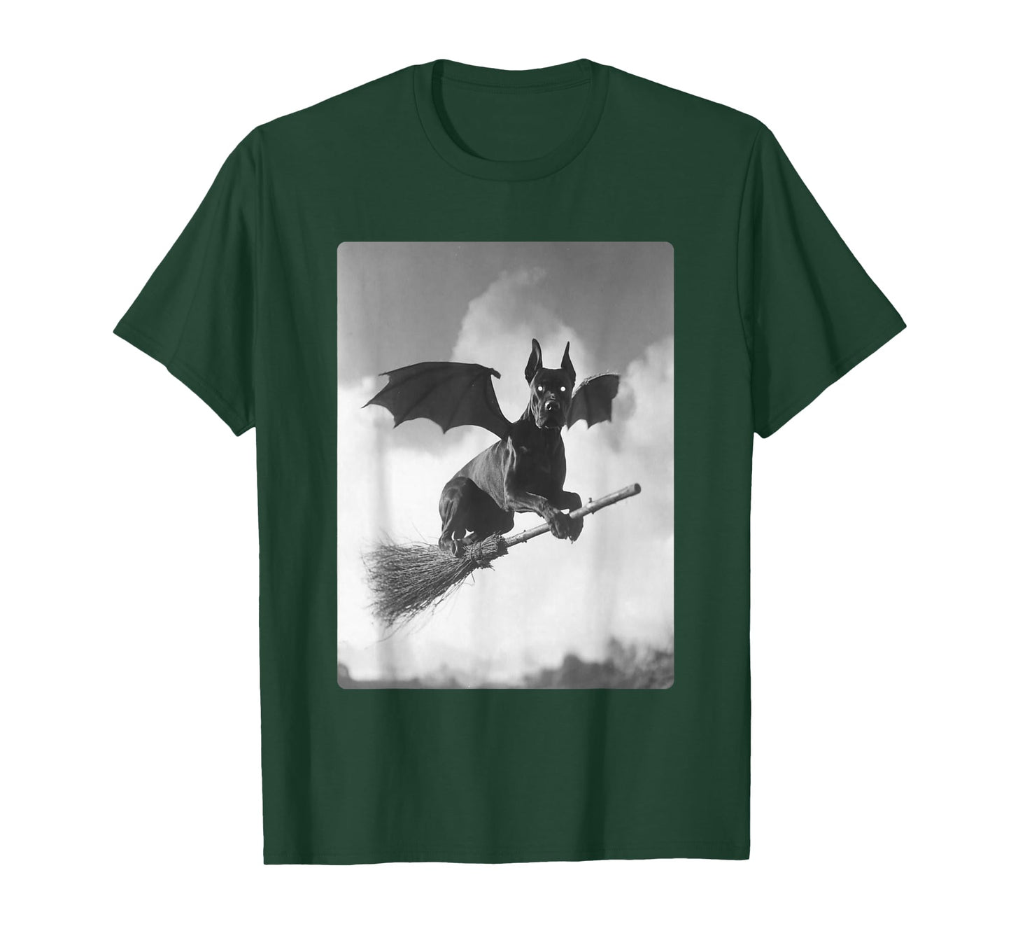 Gothic Cane Corso Witch Broom Bat Wings Spooky Halloween Dog T-Shirt