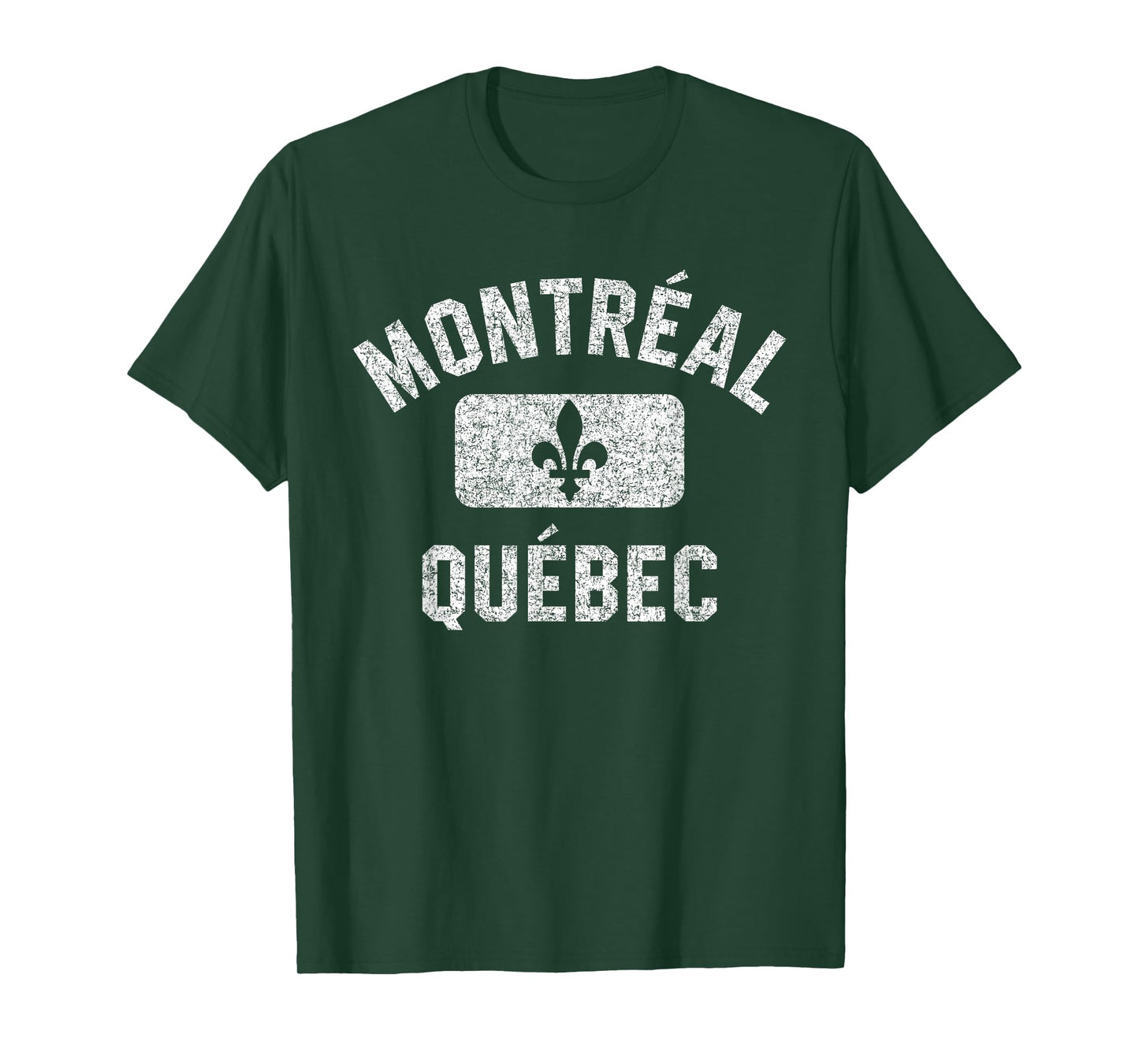 Montreal Fleur de Lys Gym Style Blue w Distress White Print T-Shirt
