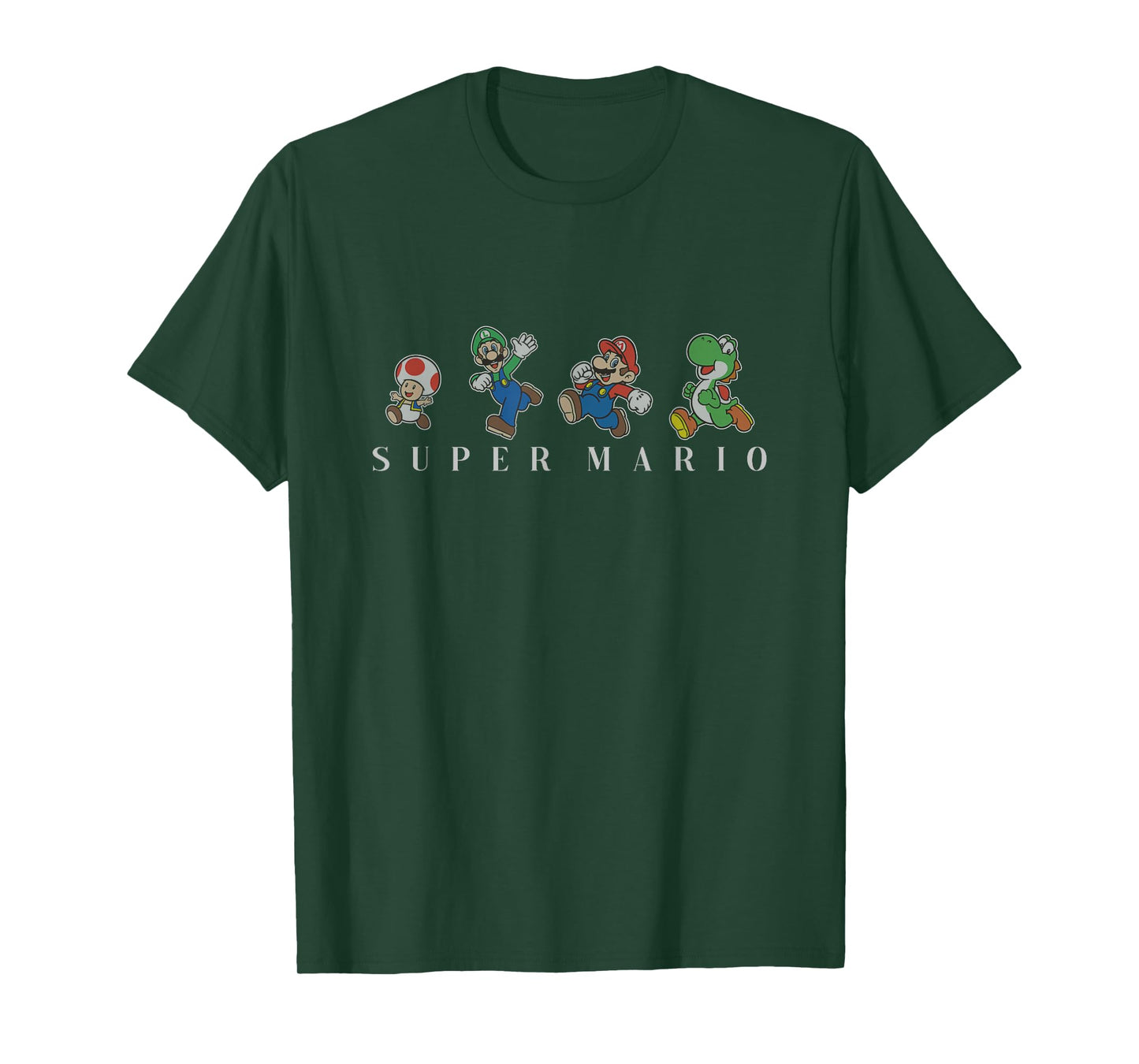 Super Mario Classic Character Line Up Simple Text T-Shirt