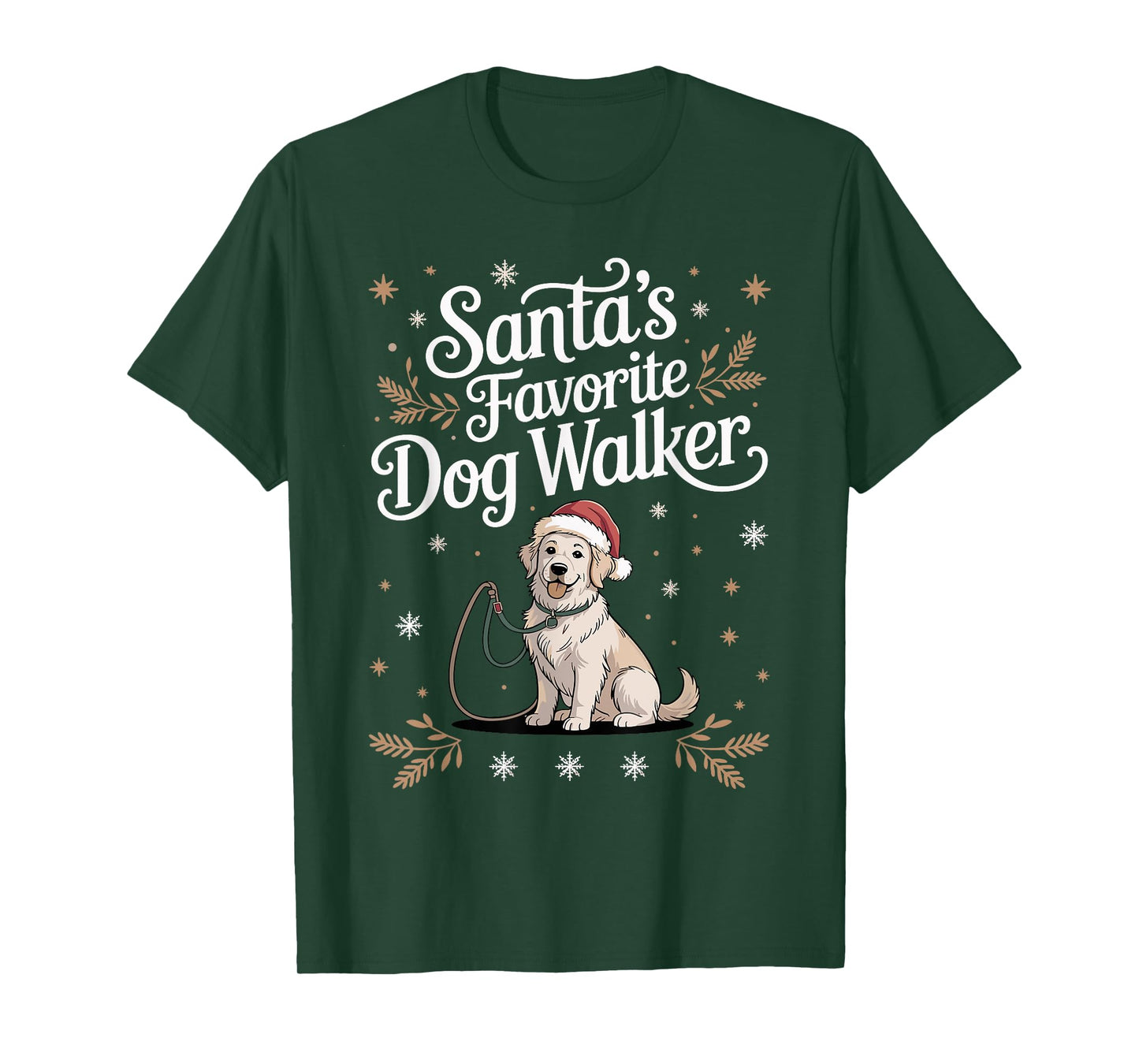 Santa’s Favorite Dog Walker Christmas Design T-Shirt