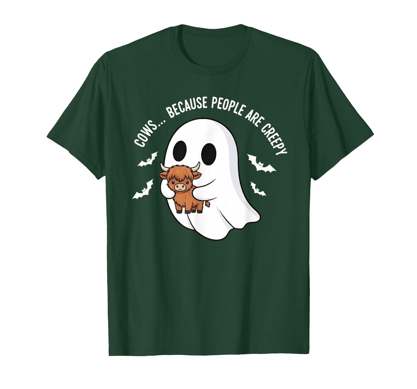 Cute Cow Ghost Pumpkin Retro Happy Halloween T-Shirt