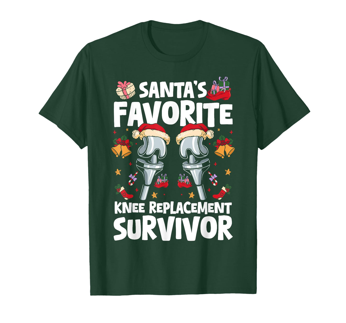 Santas Favorite Knee Replacement Survivor Surgery Xmas T-Shirt