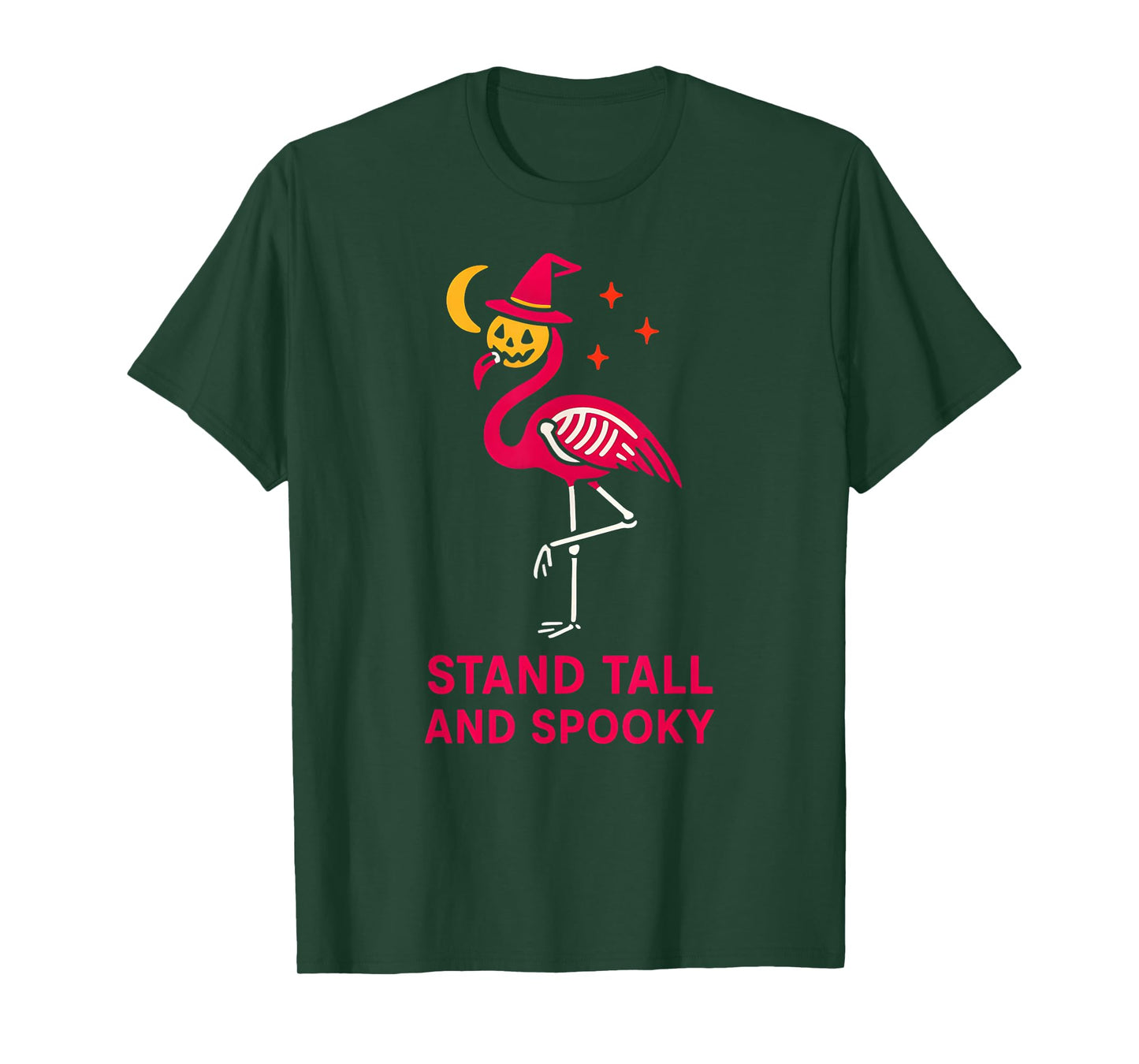 Flamingo Stand Tall Spooky Cute Womens Pink Spooky T-Shirt