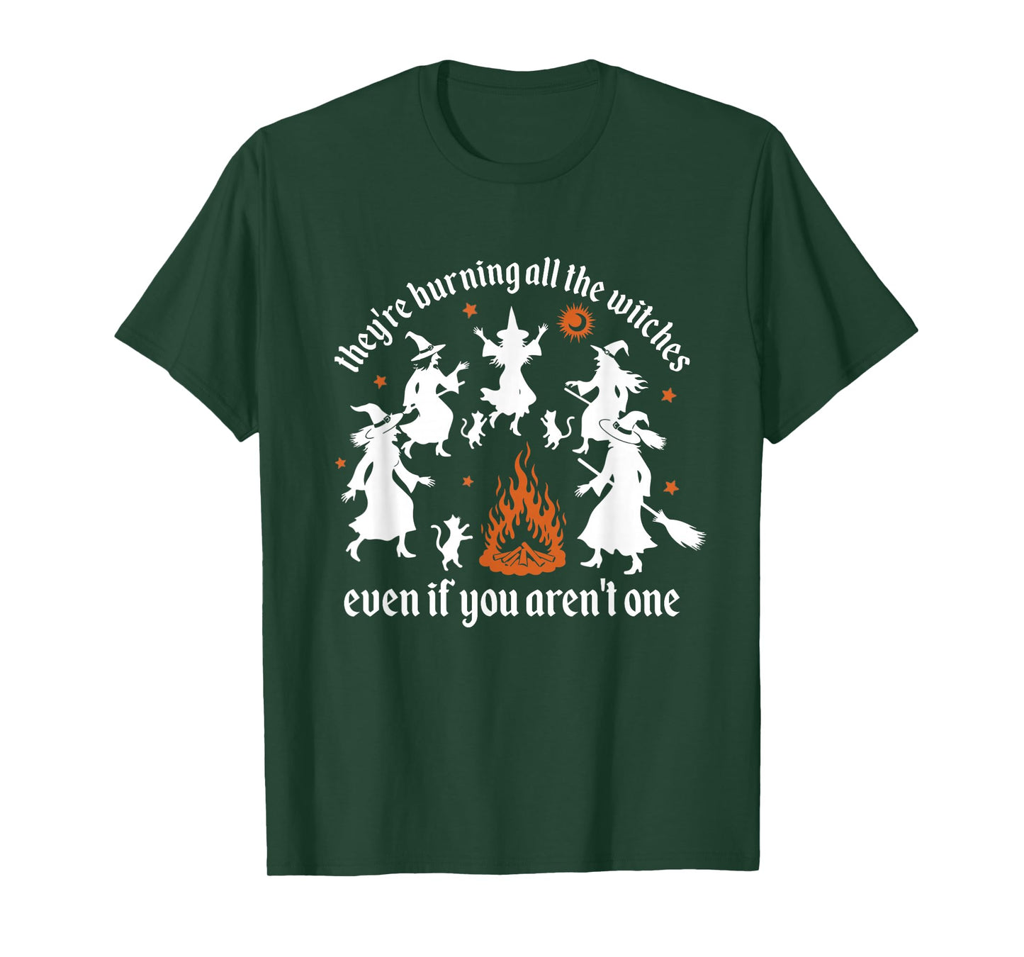 They're Burning All The Witches Dancing Skeleton Halloween T-Shirt