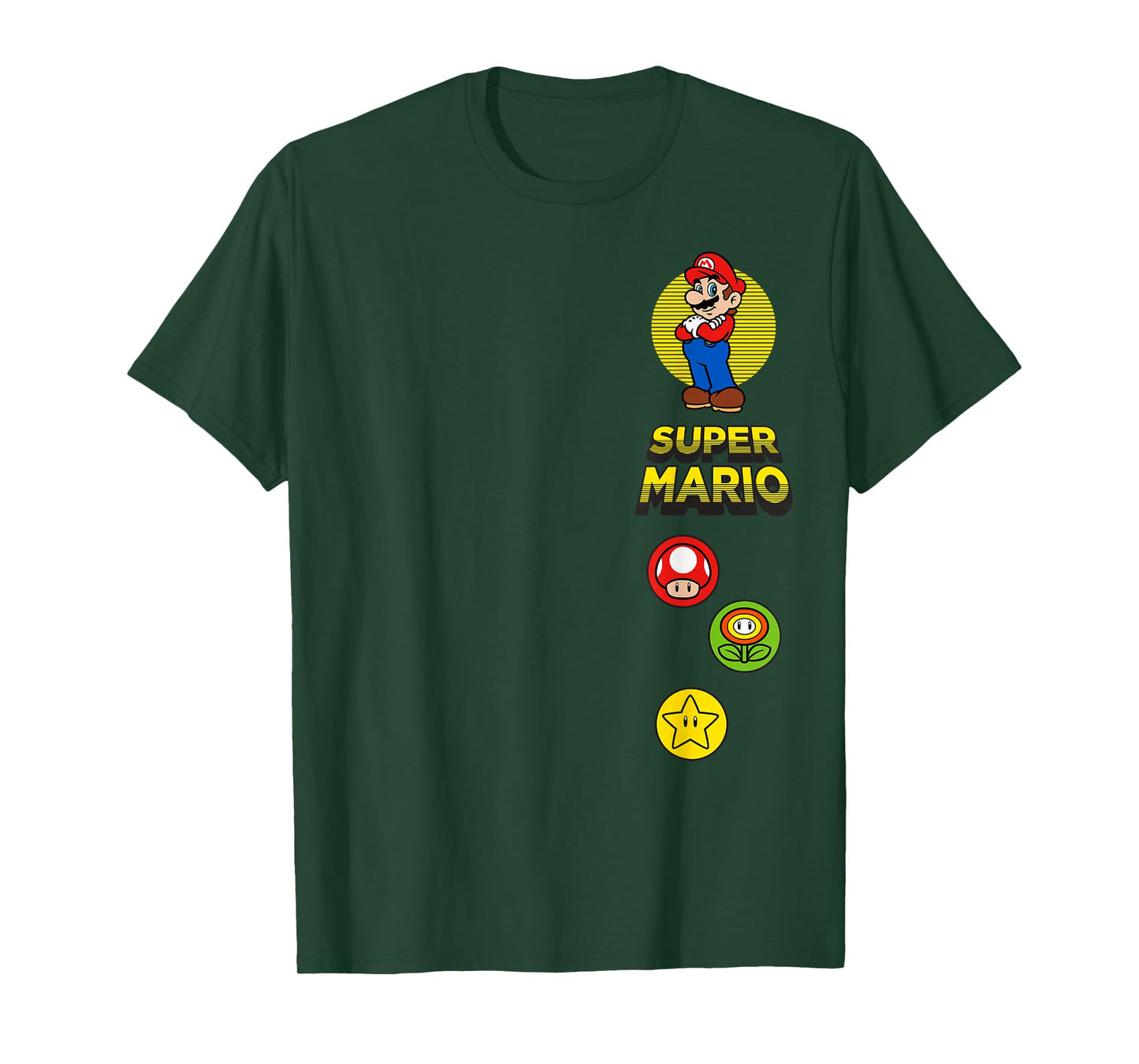Super Mario Bros Power Up Vintage Game Icons T-Shirt