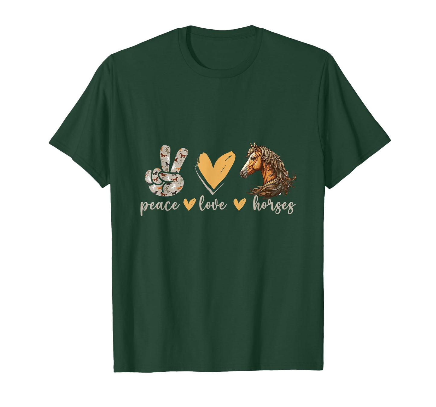 Peace Love Horses Girl I Love My Horses Equestrian Horseback T-Shirt