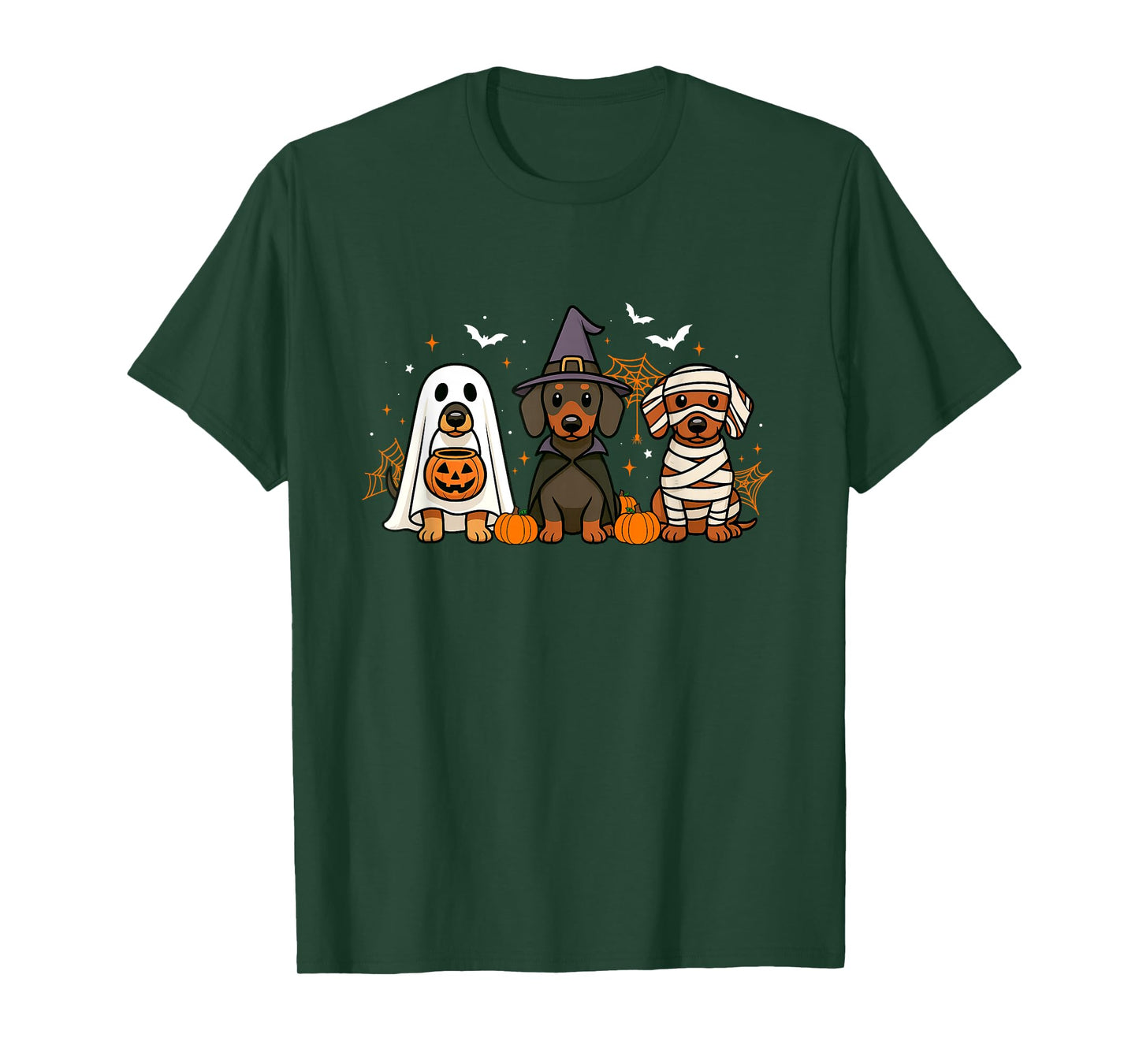 Funny Weiner Dog Ghost Witch Pumpkin Halloween Dachshund T-Shirt
