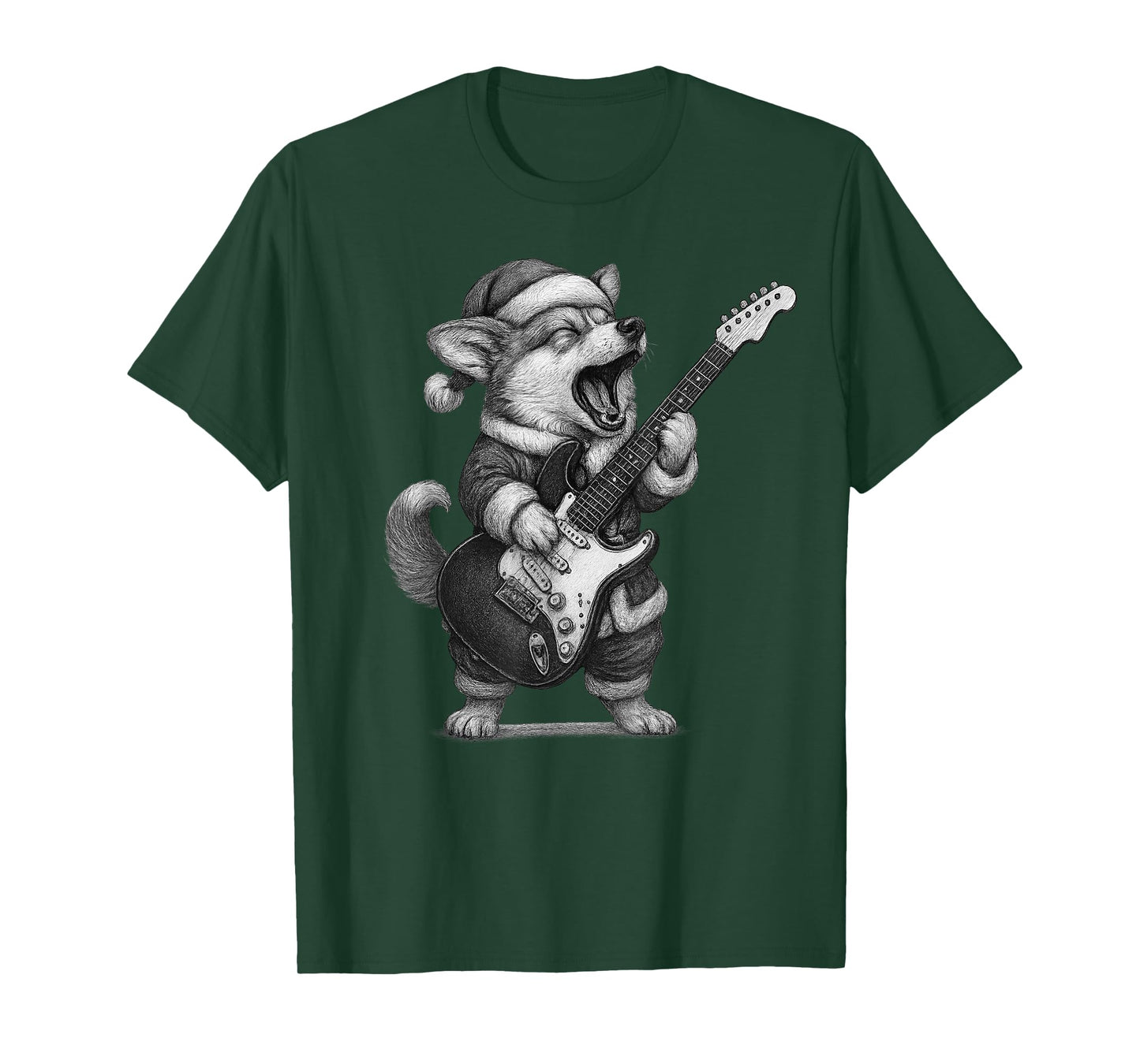 Corgi Playing Guitar Christmas Dog Lover T-Shirt