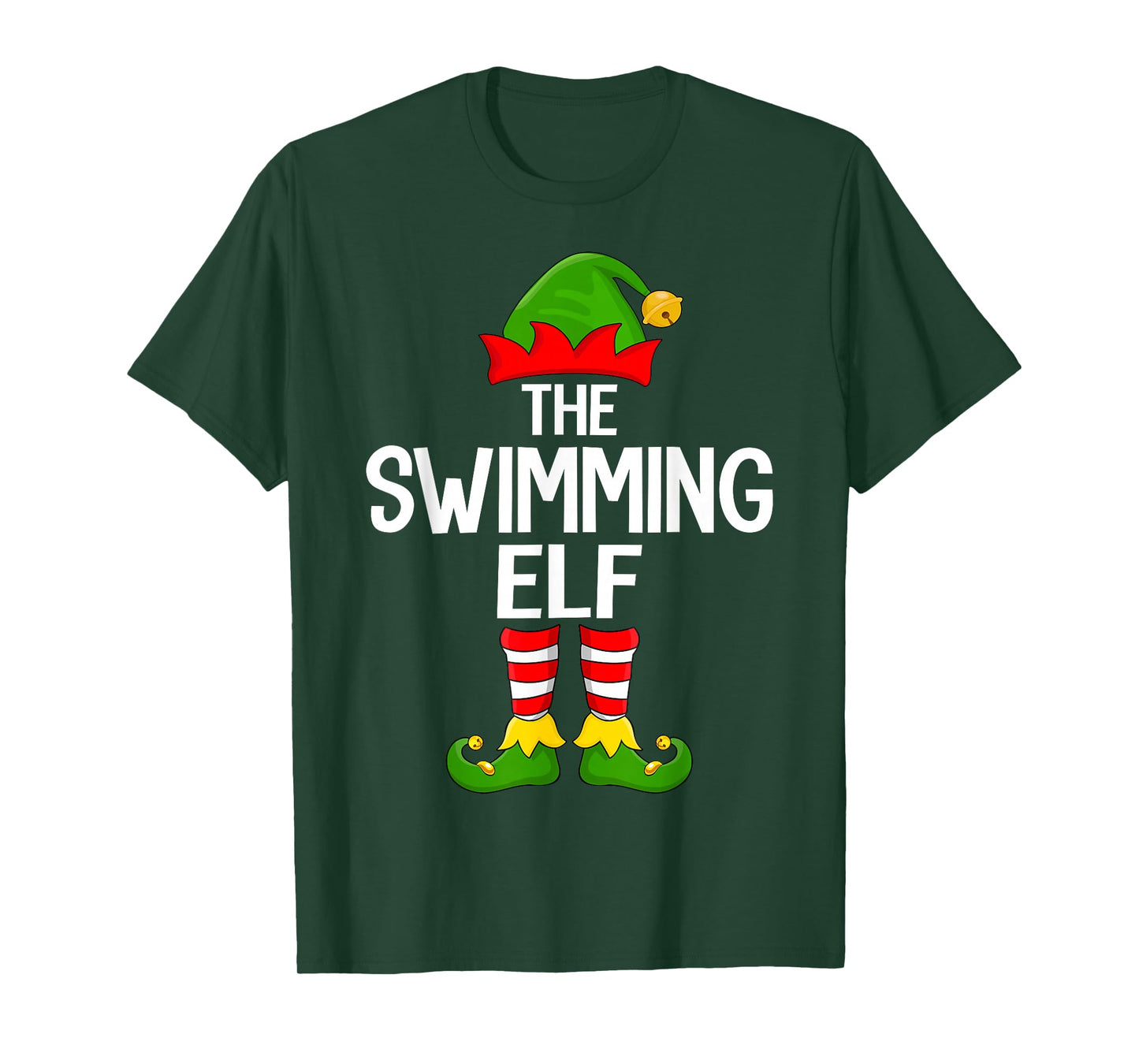 Swimming Elf Xmas Matching Family Elf Squad Christmas T-Shirt