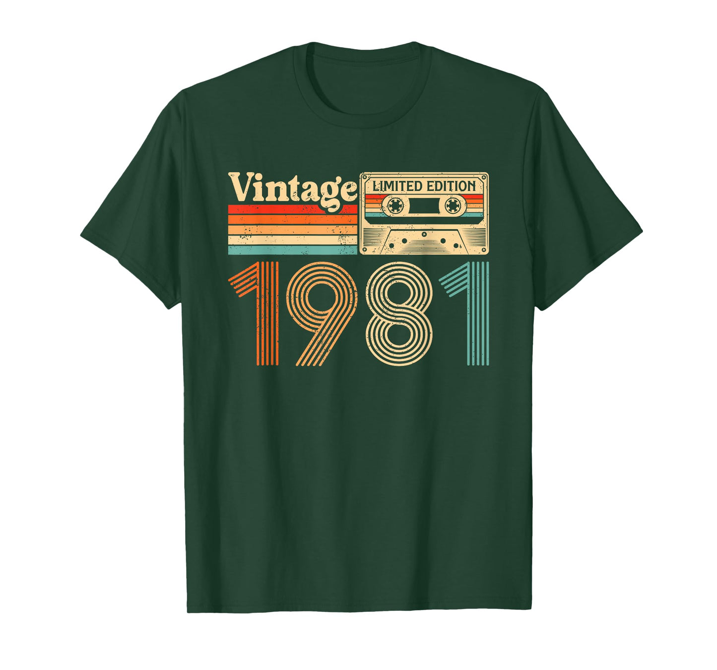 44 Year Old Vintage Born In 1981 44th Birthday Cassette Tape T-Shirt