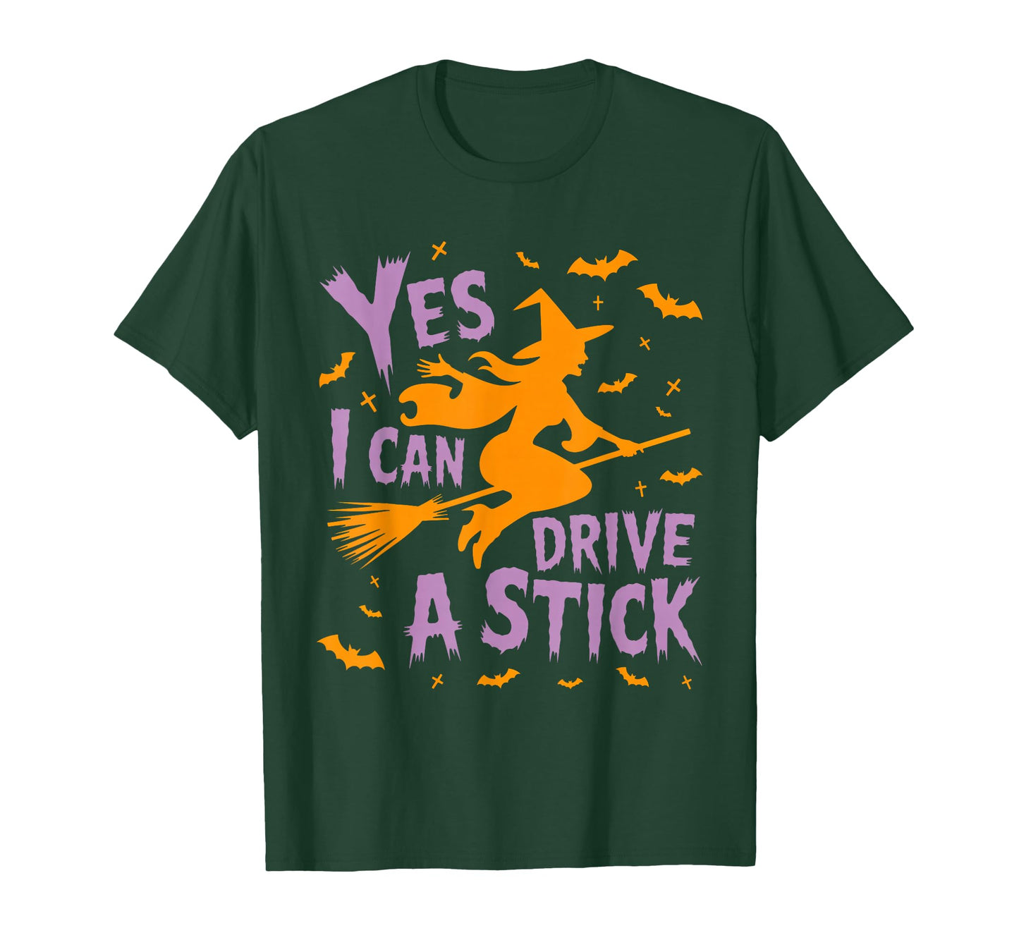 Yes I Can Drive A Stick Funny Halloween Spooky Witch T-Shirt