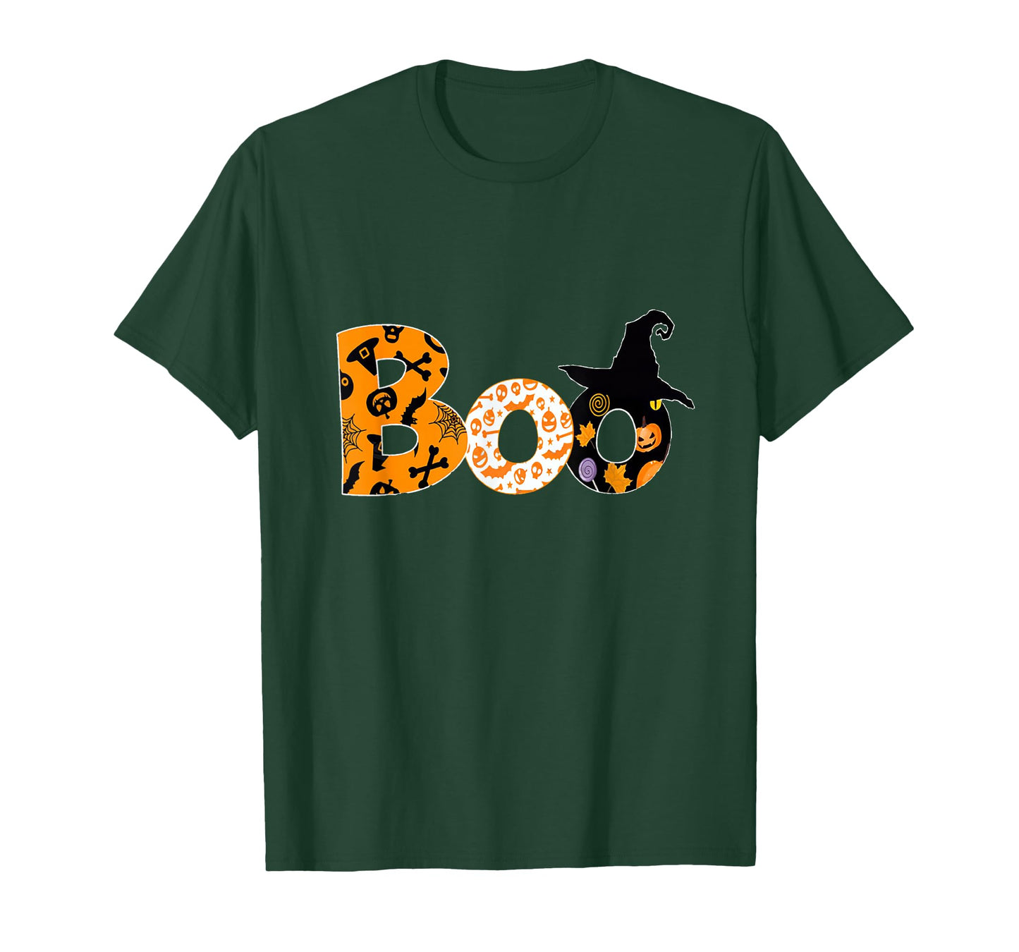 Boo Halloween Cute Spooky Witch Hat & Pumpkin Tee T-Shirt