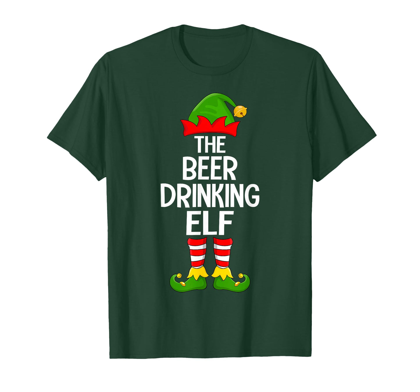 Beer Drinking Elf Xmas Matching Family Elf Squad Christmas T-Shirt