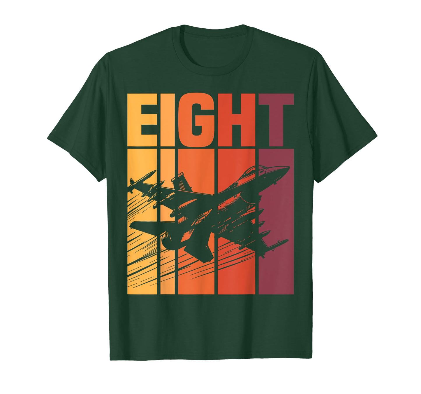 Military Fighter Jet Retro Eight Year Old Boys 8th Birthday T-Shirt