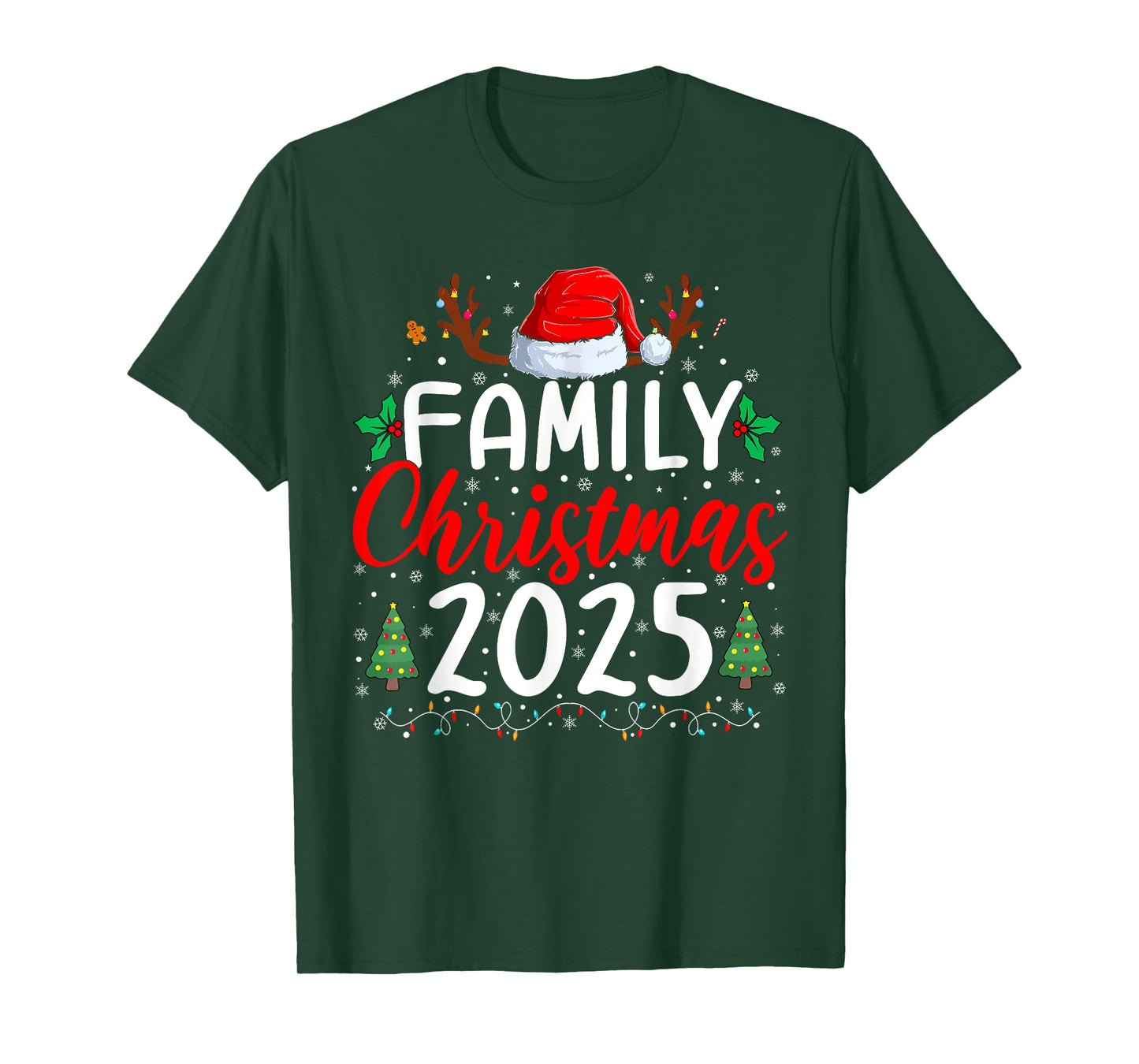 Family Christmas 2025 Xmas Lights Santa Pajamas Holiday T-Shirt