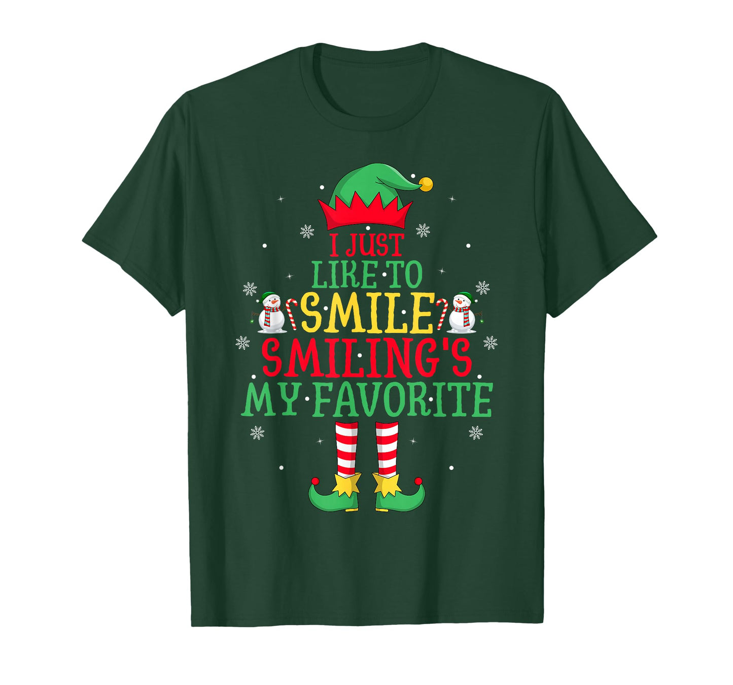 I Just Like Smile Smiling is My Favorite Xmas Smiling Elf T-Shirt